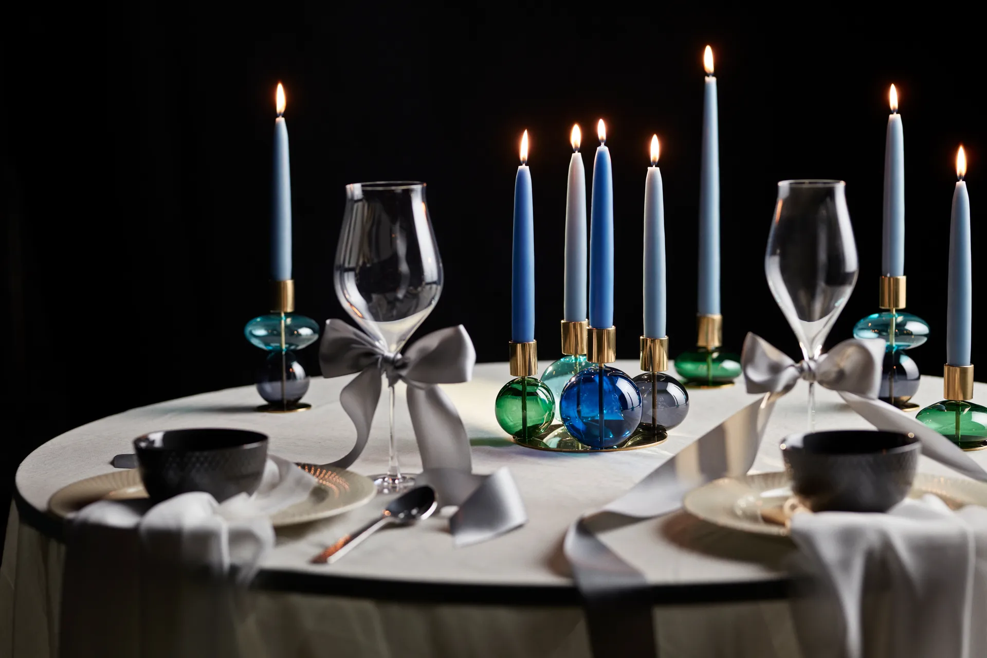 Κηροπήγιο με 4 βραχίονες Bubble Ø17,5x12 εκ., Μπλε-πράσινο-smoke Holmegaard