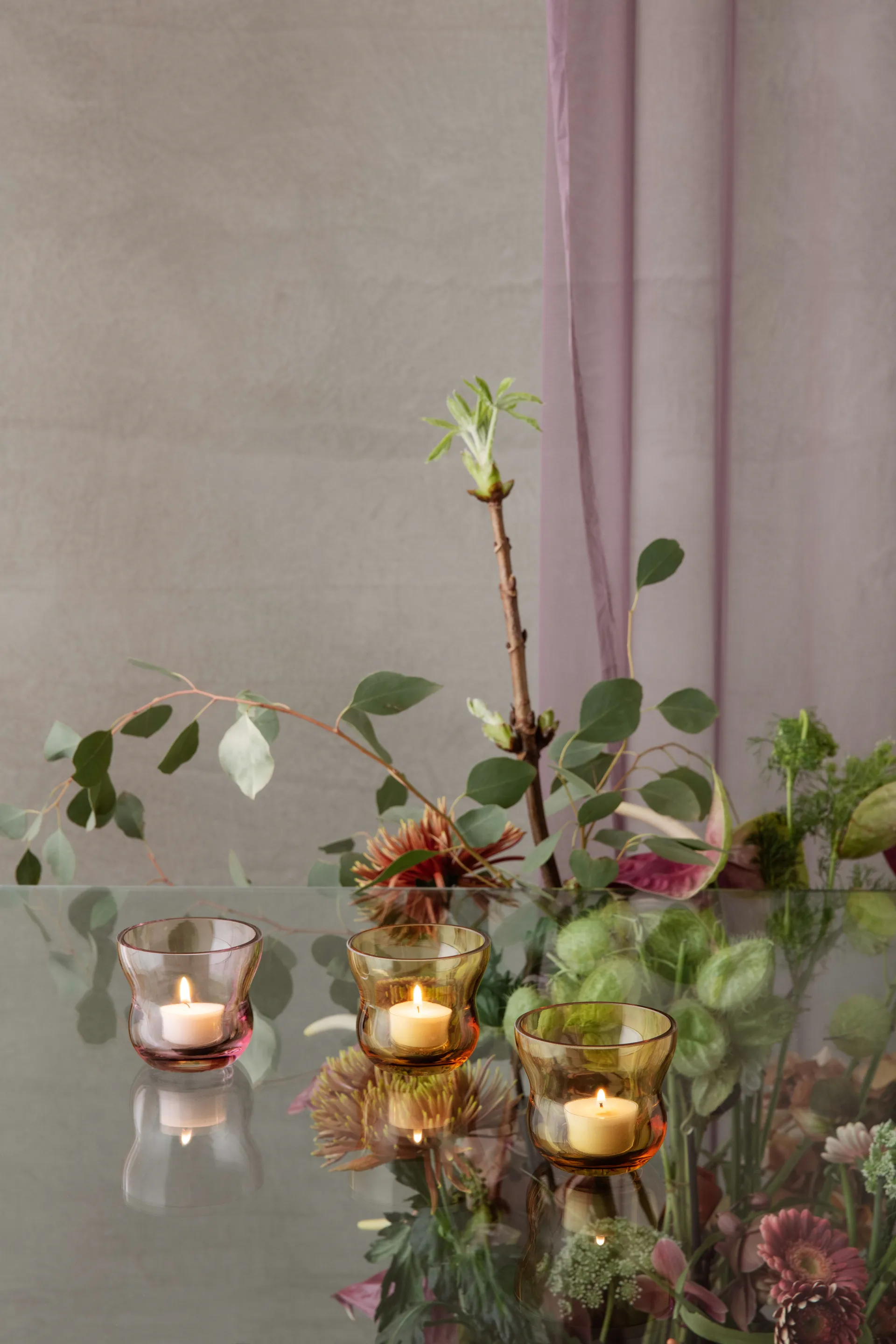 Φωτιστικό κεριού, Calabas, 7,5 εκ, Ανοιχτό μπορντό Holmegaard