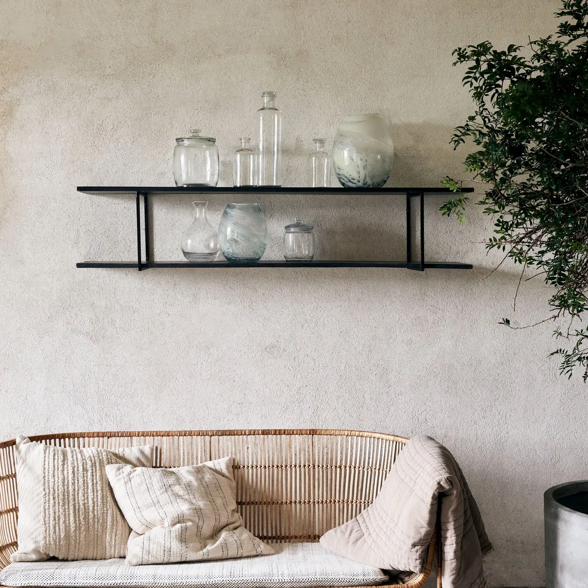 Ξύλινο ράφι 130 cm, Μαύρο House Doctor