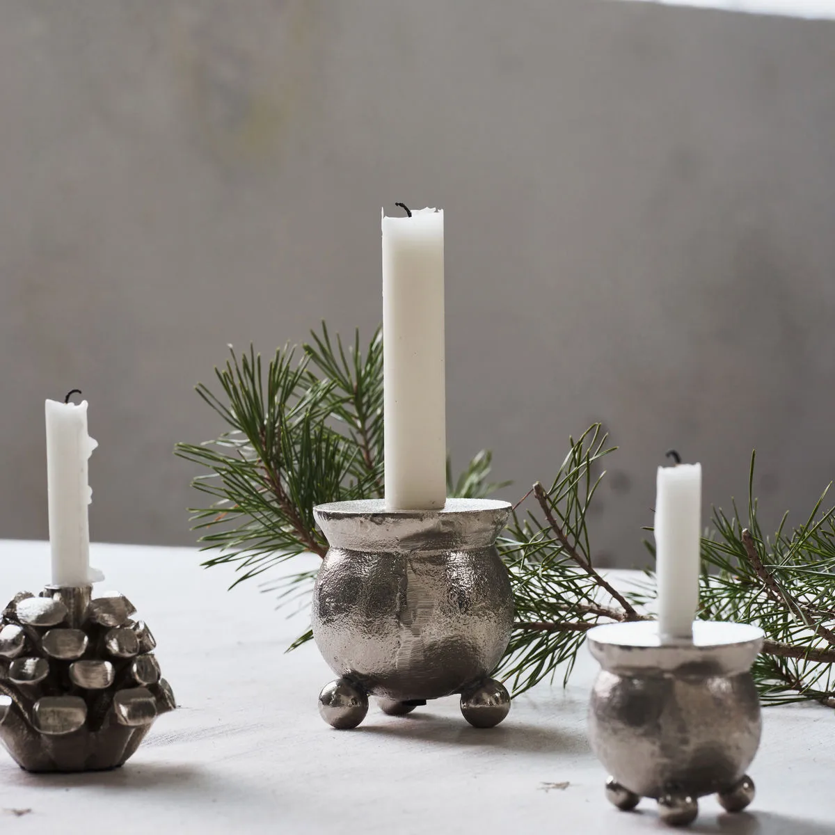 Κλασικό κηροπήγιο Ø7 εκ., Αντικέ ασημί House Doctor