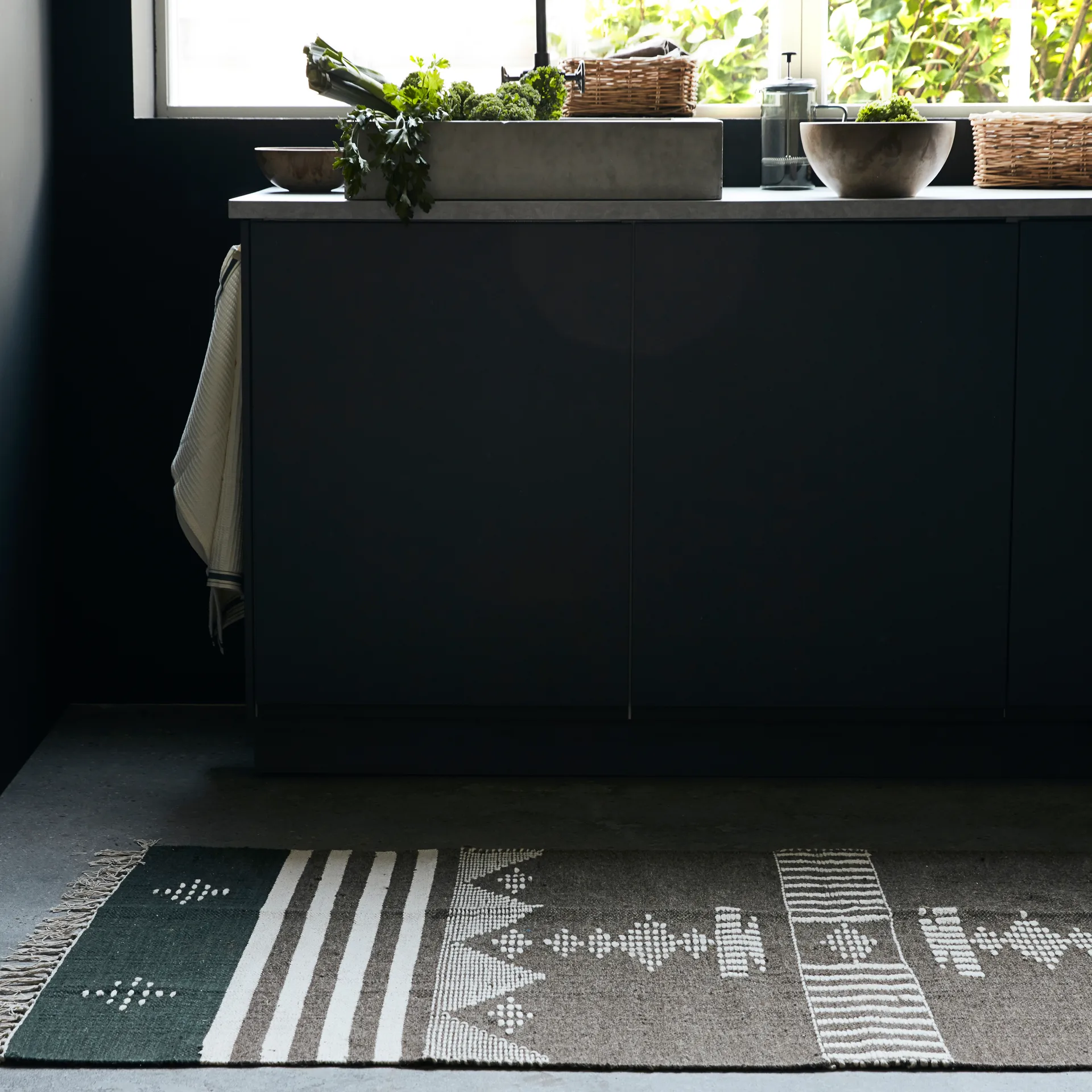 Βαμβακερό χαλί 90x200 cm, Καφέ House Doctor