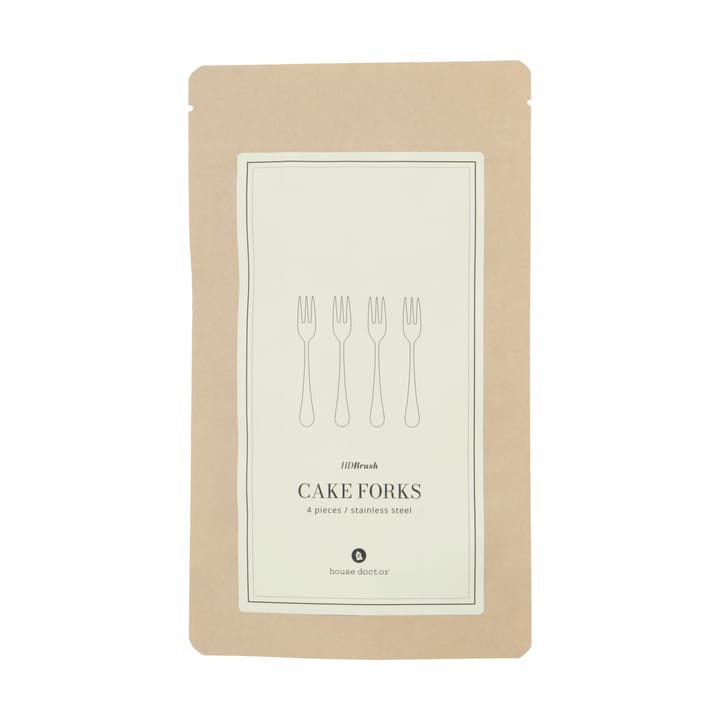 Brush dessertgaffel 4-pack, Silver finish House Doctor