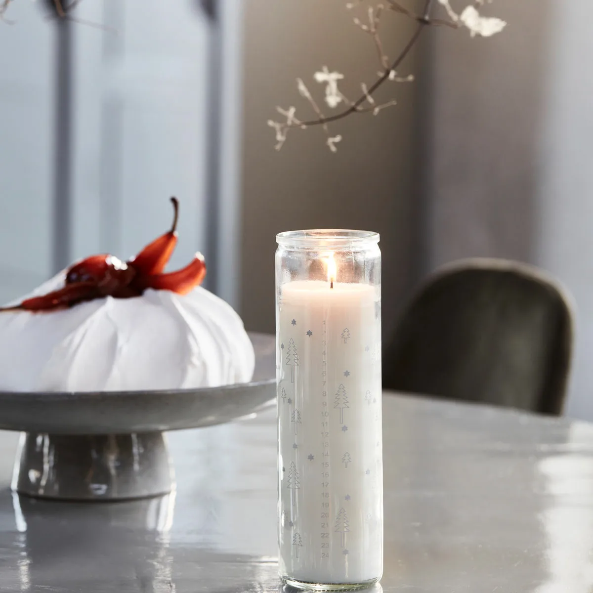 Calendar κερί σε ποτήρι, Ασημί House Doctor