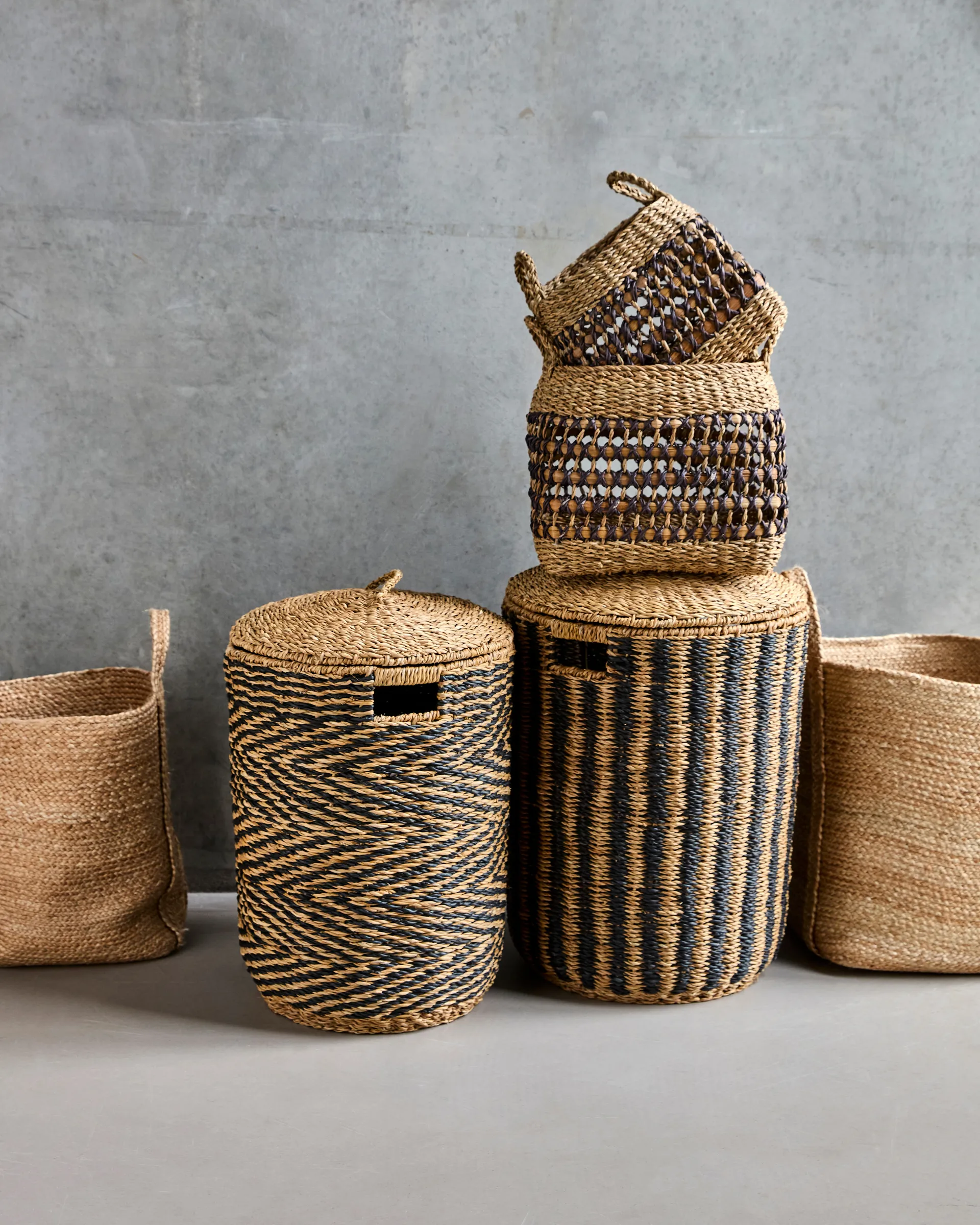 Cesto καλάθι απλύτων 2 τεμ., Φυσικό-μαύρο House Doctor