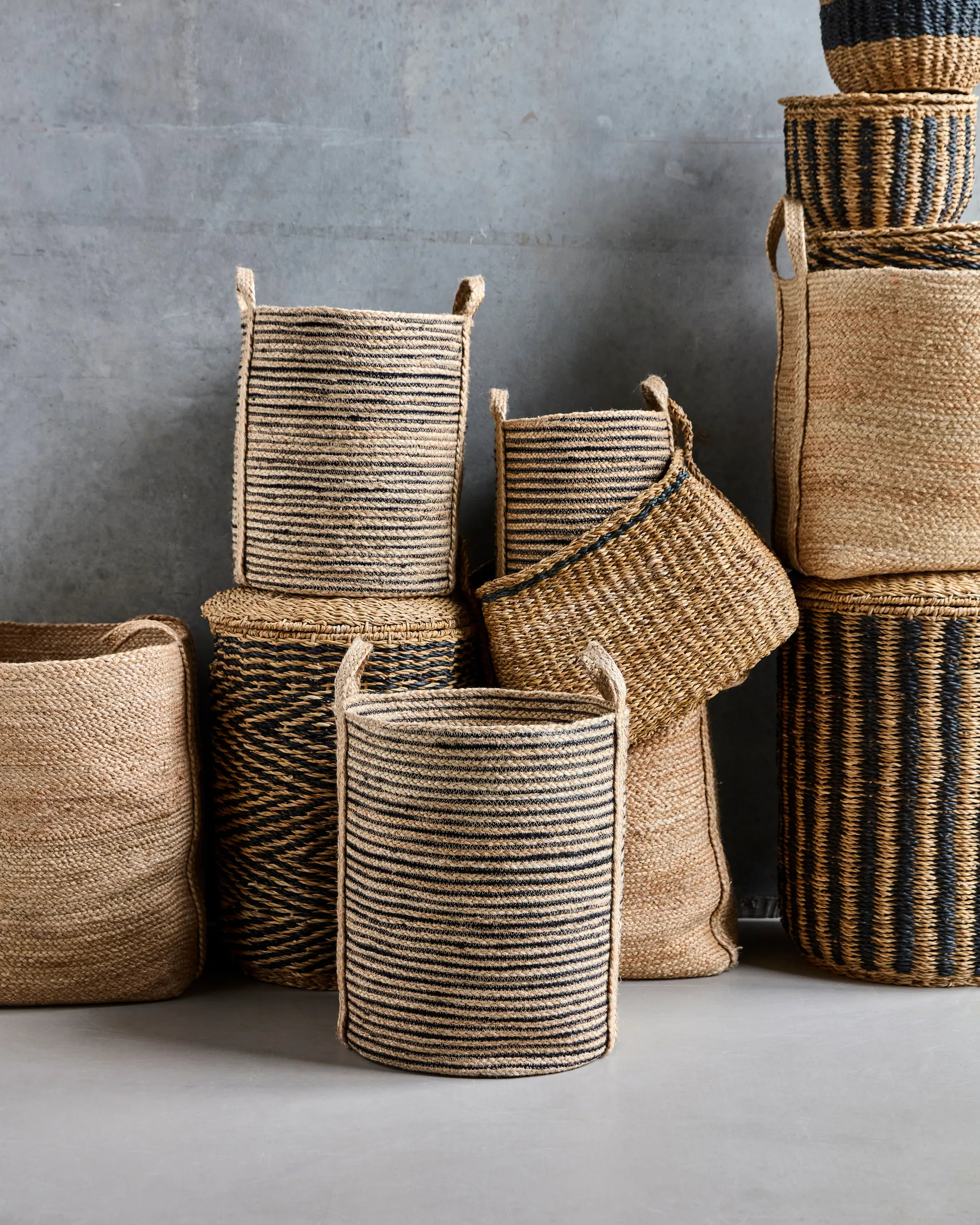 Dungi καλάθια αποθήκευσης σετ 3, Μαύρο-φυσικό House Doctor