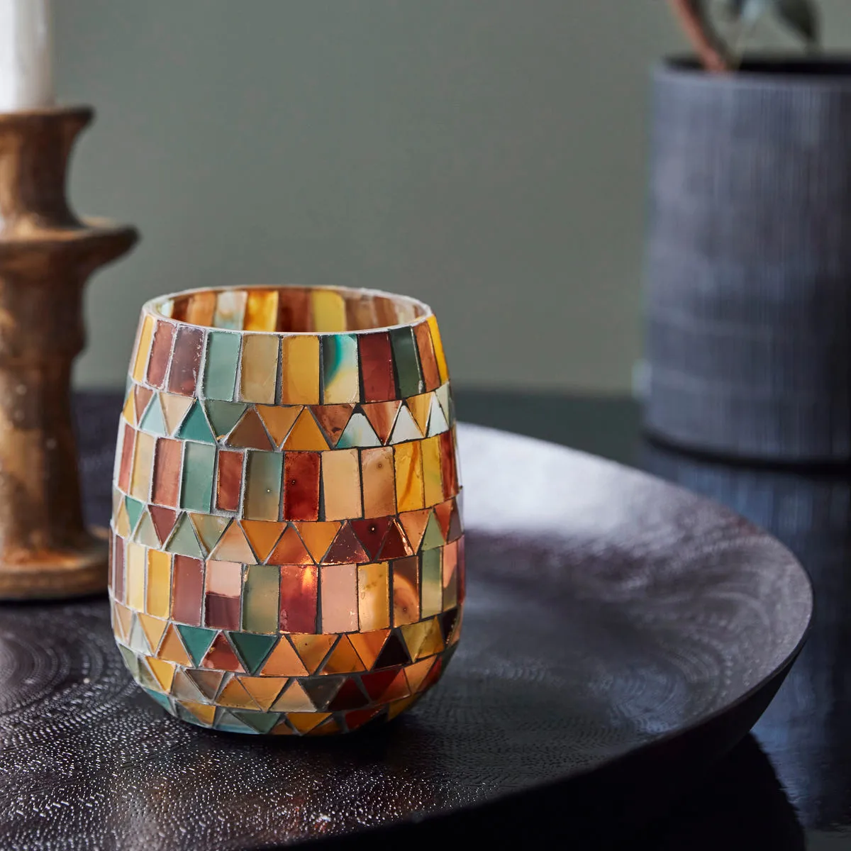 Κηροπήγιο Mosaa 11 εκ., Κίτρινο-πράσινο House Doctor