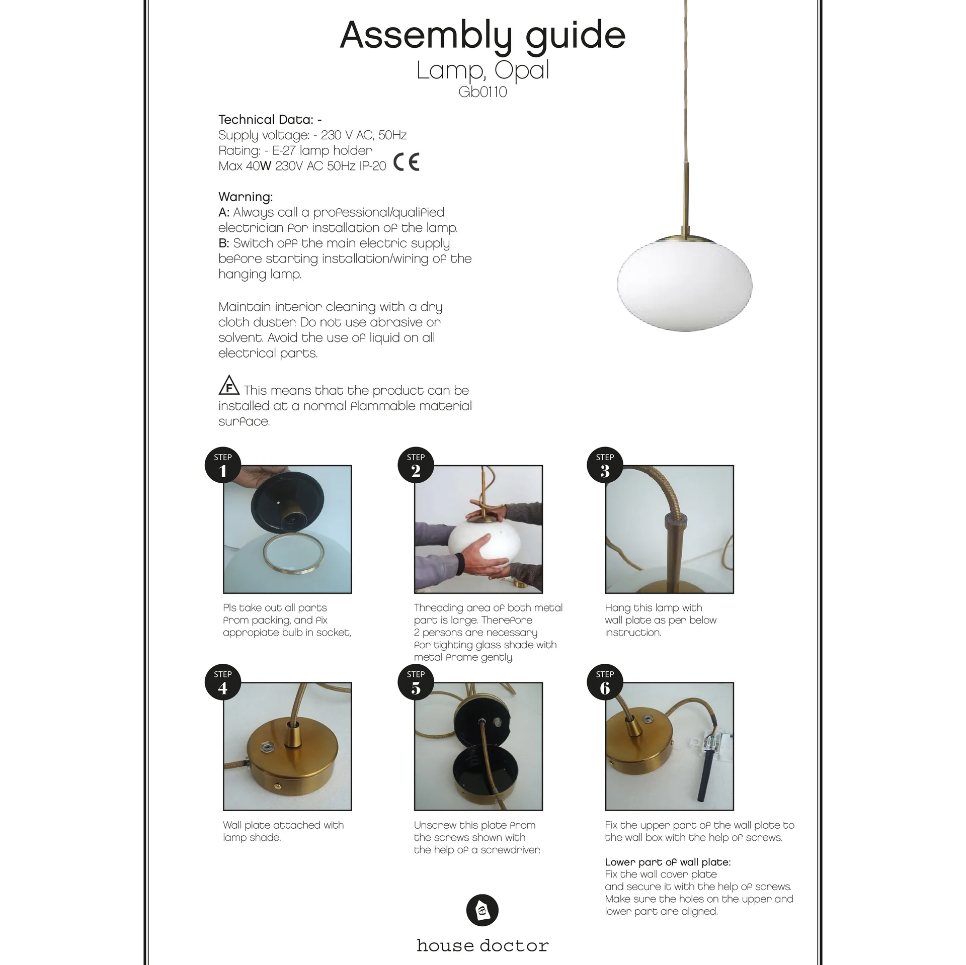 Opal φωτιστικό οροφής, λευκό House Doctor