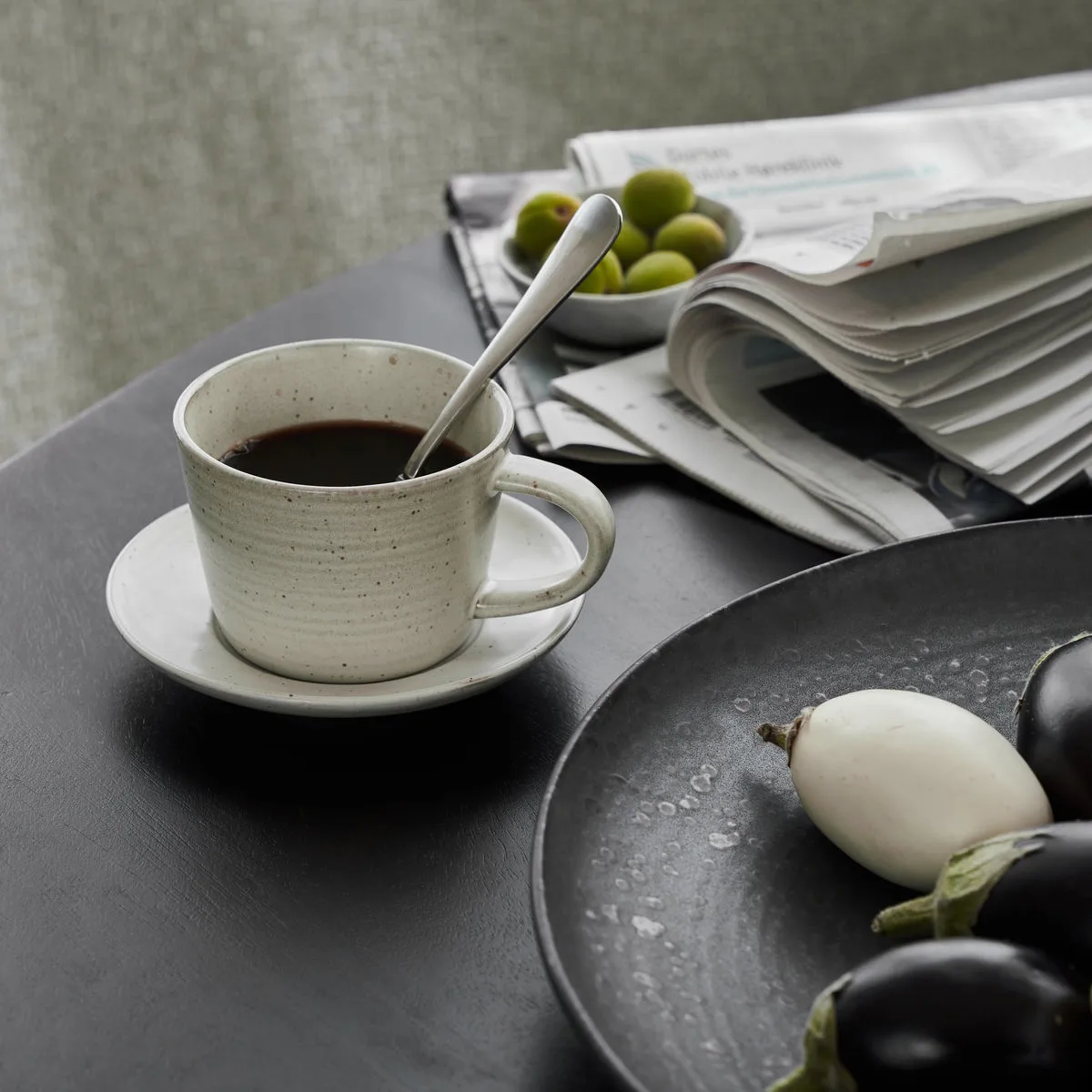 Φλιτζάνι Pion με πιατάκι 23 cl, Γκρι-λευκό House Doctor