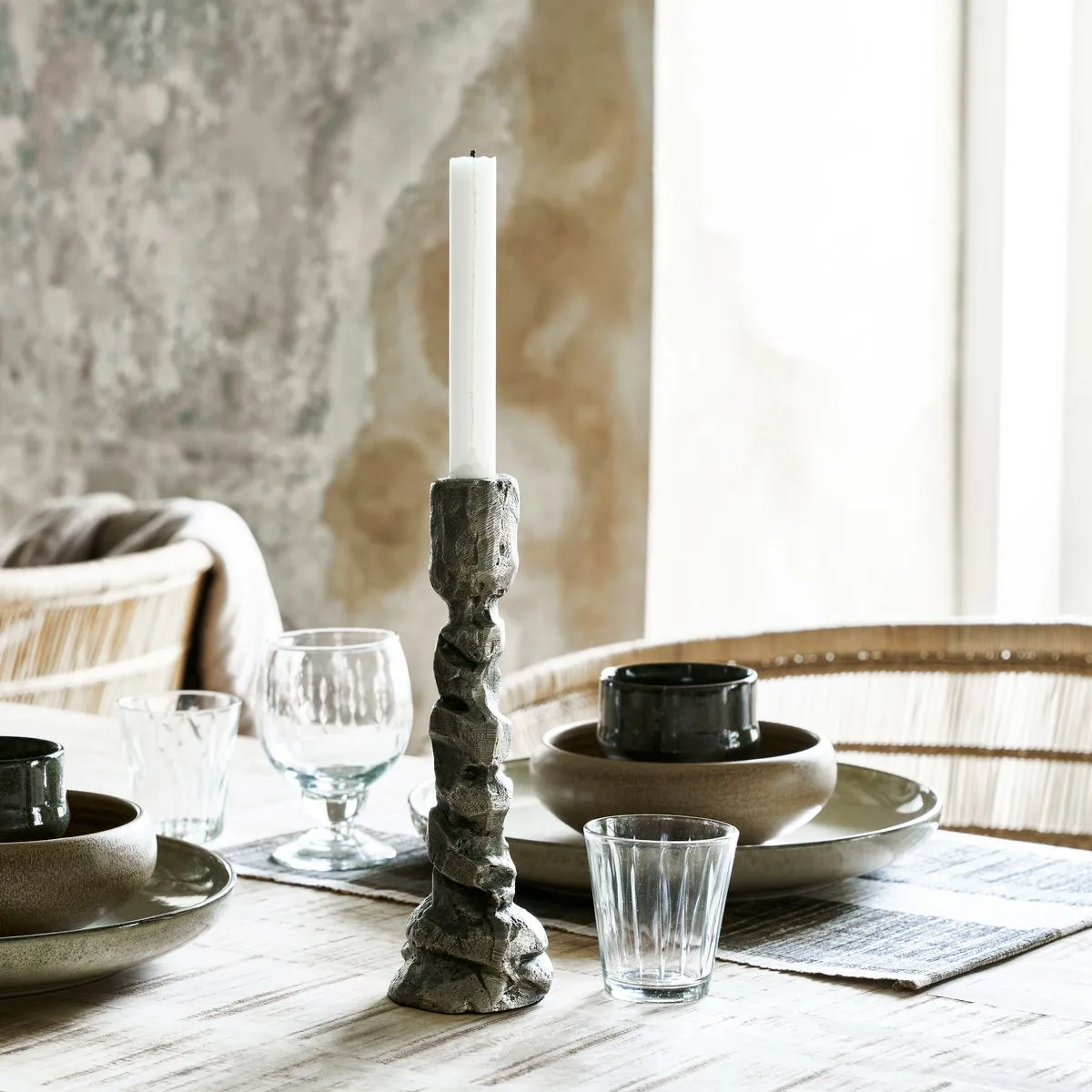 Κηροπήγιο Raku αντικέ ασημένιο, 25 εκατοστά House Doctor