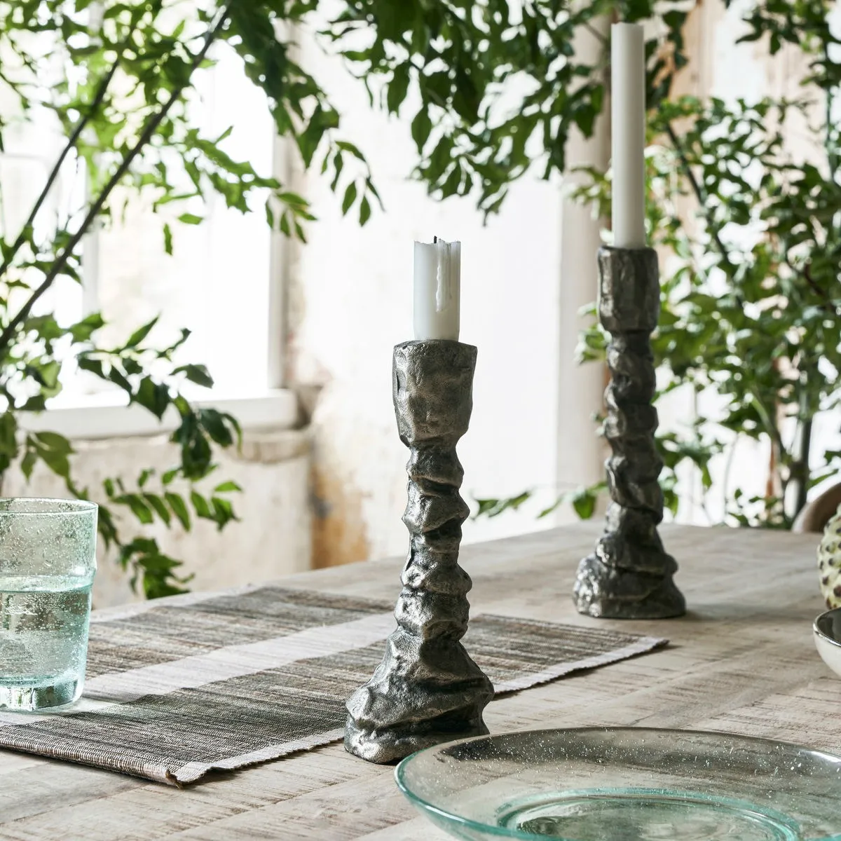 Κηροπήγιο Raku αντικέ ασημένιο, 25 εκατοστά House Doctor