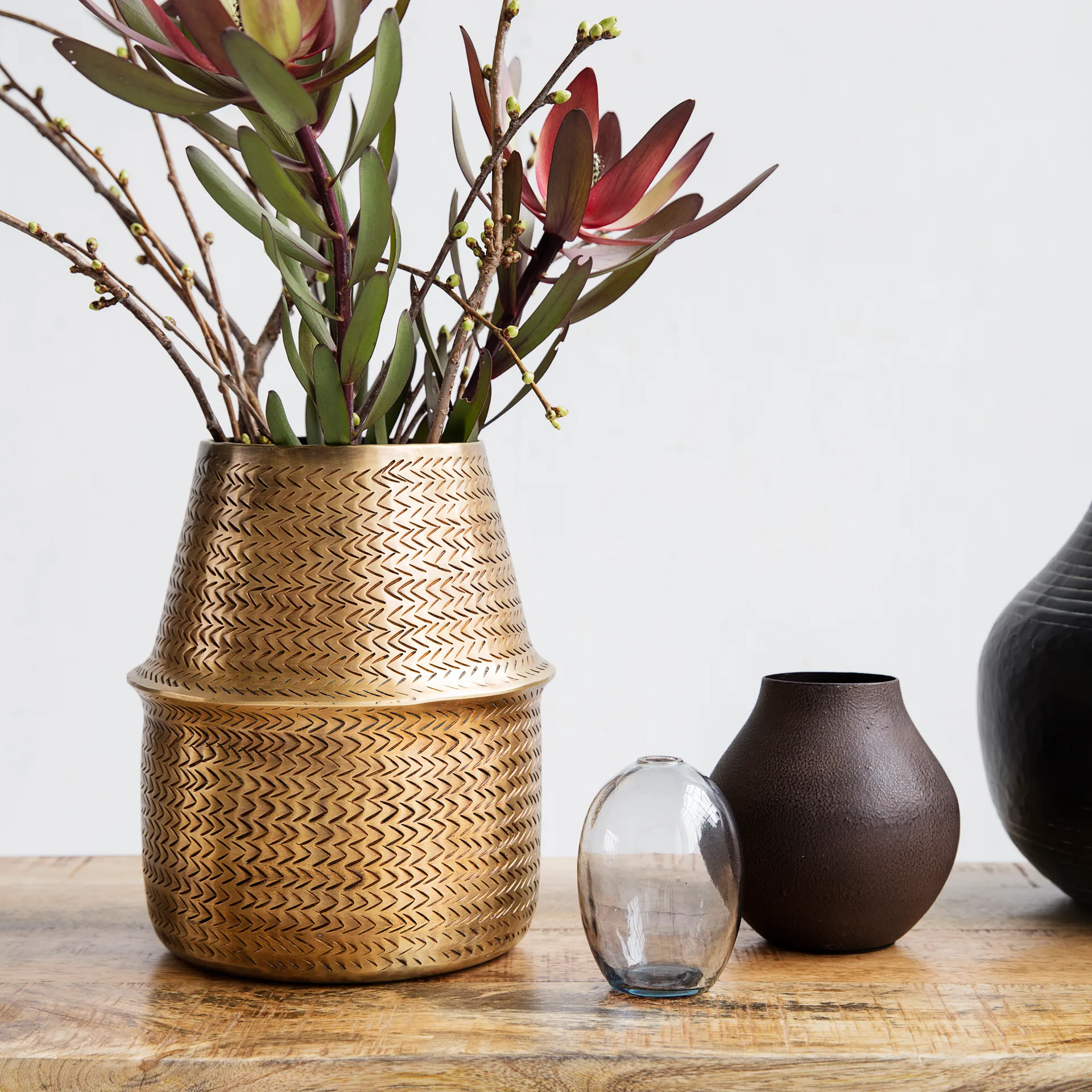 Rattan γλάστρα λουλουδιών, ορείχαλκος House Doctor