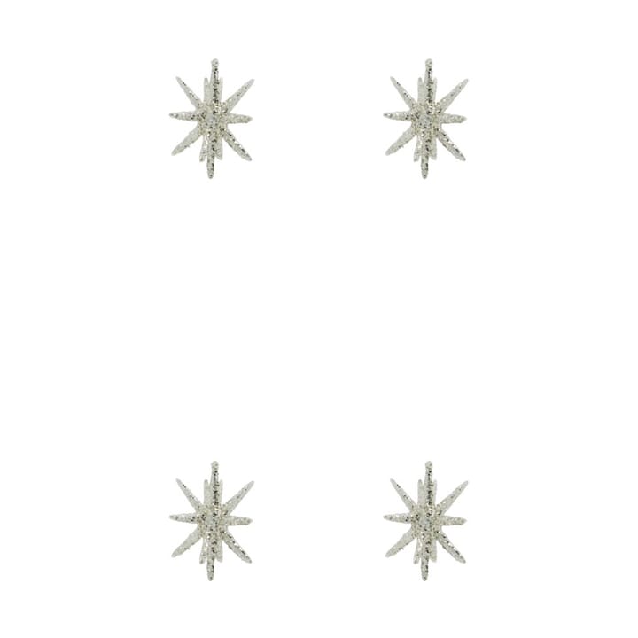 Spike αστέρι χριστουγεννιάτικου δέντρου Ø7.5 cm 4-pack - Ασημένιο glitter από ορείχαλκο - House Doctor