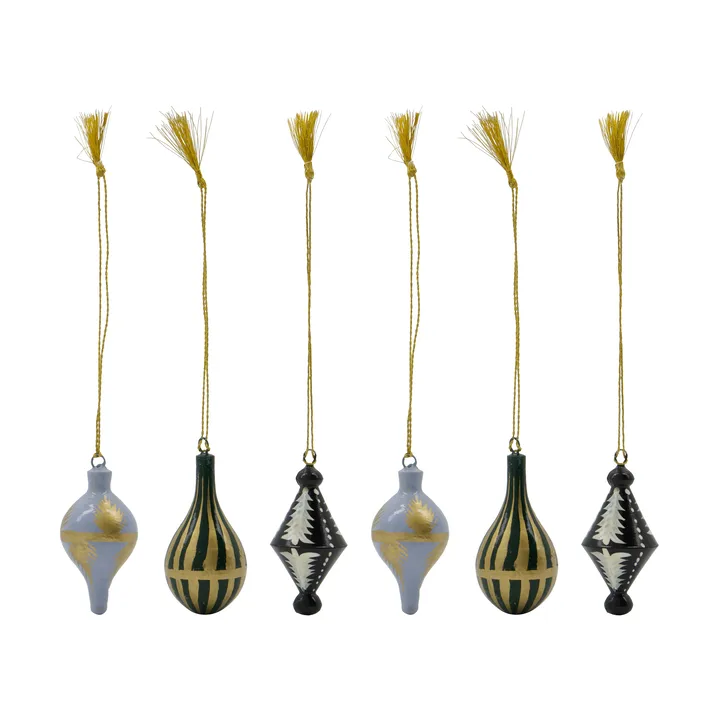 Stero χριστουγεννιάτικα κρεμαστά στολίδια 6 τεμ. - Μαύρο, λευκό, χρυσό, μπλε, πράσινο - House Doctor