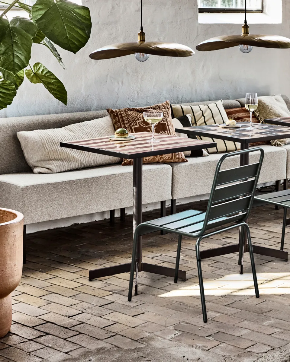 Stripe café τραπέζι 62x62 εκ., Dusty rose-beige House Doctor