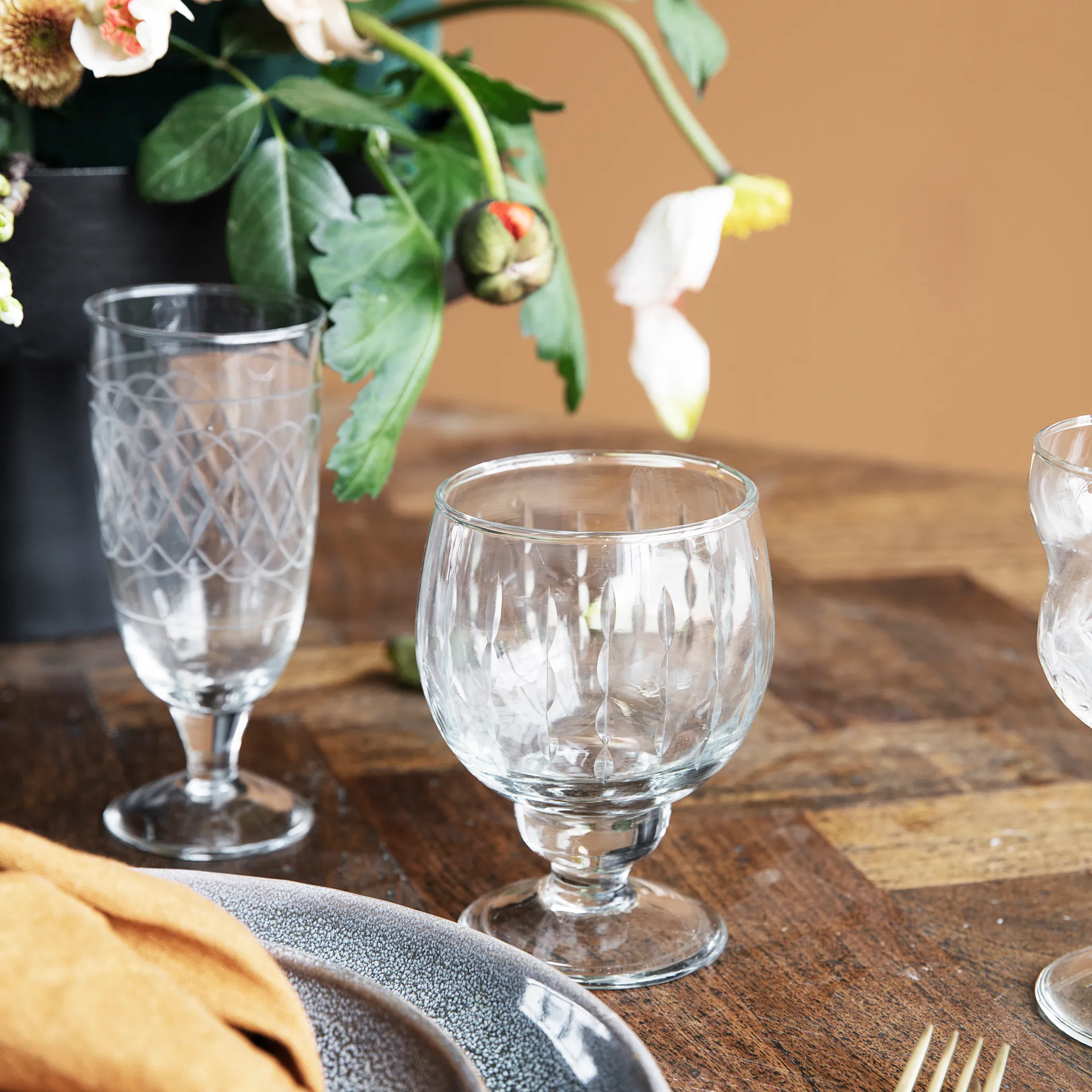 Vintage λευκό κρασί glasss, διαφανές House Doctor