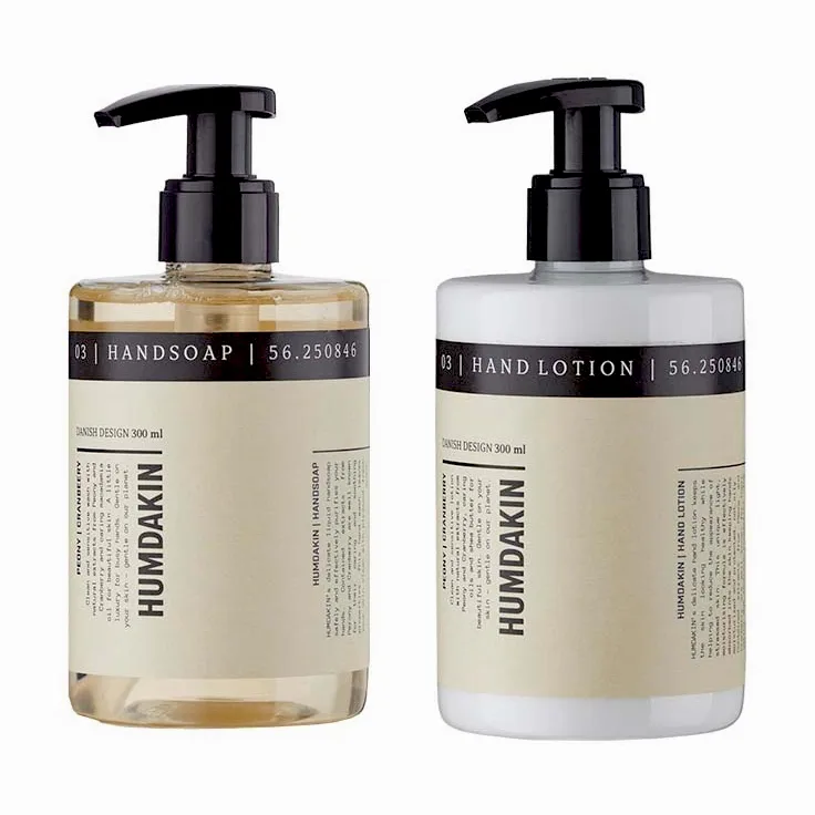 Humdakin κιτ φροντίδας χεριών 2 x 300 ml, Παιωνία και κράνμπερι Humdakin