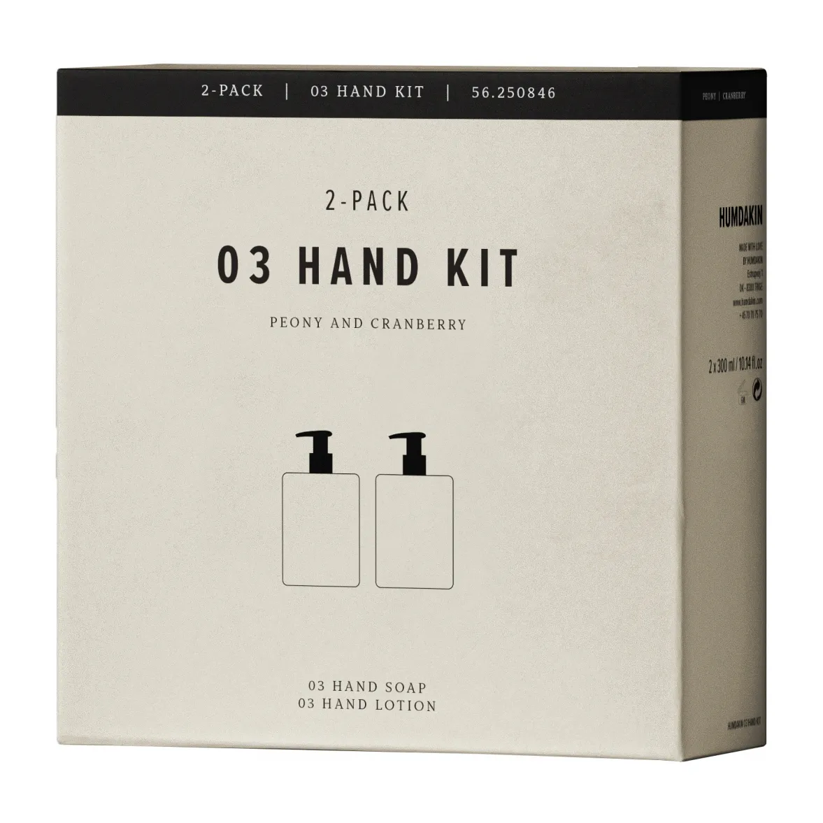 Humdakin κιτ φροντίδας χεριών 2 x 300 ml, Παιωνία και κράνμπερι Humdakin