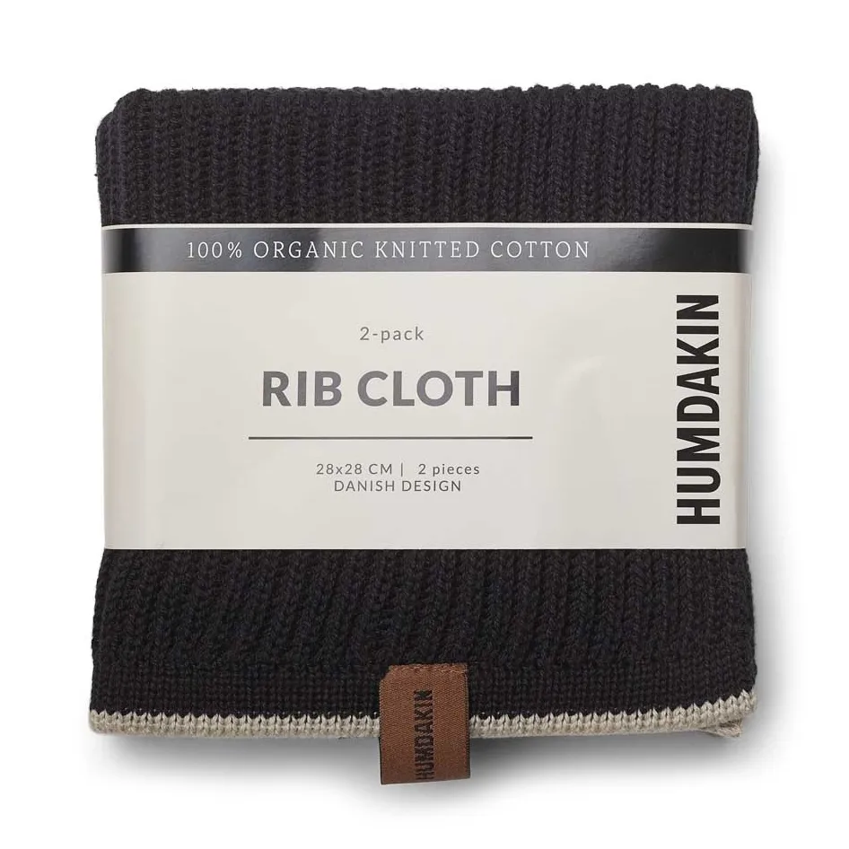 Humdakin ριμπ πετσέτα για τα πιάτα 28x28 cm Συσκευασία 2 τεμαχίων, Κάρβουνο-ανοιχτόχρωμη πέτρα Humdakin