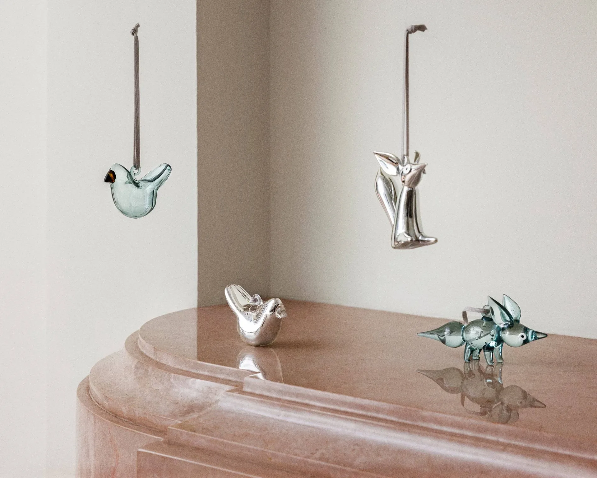Iittala γυάλινο πουλάκι, Καθρέφτης, μίνι, σετ 3 τεμαχίων Iittala