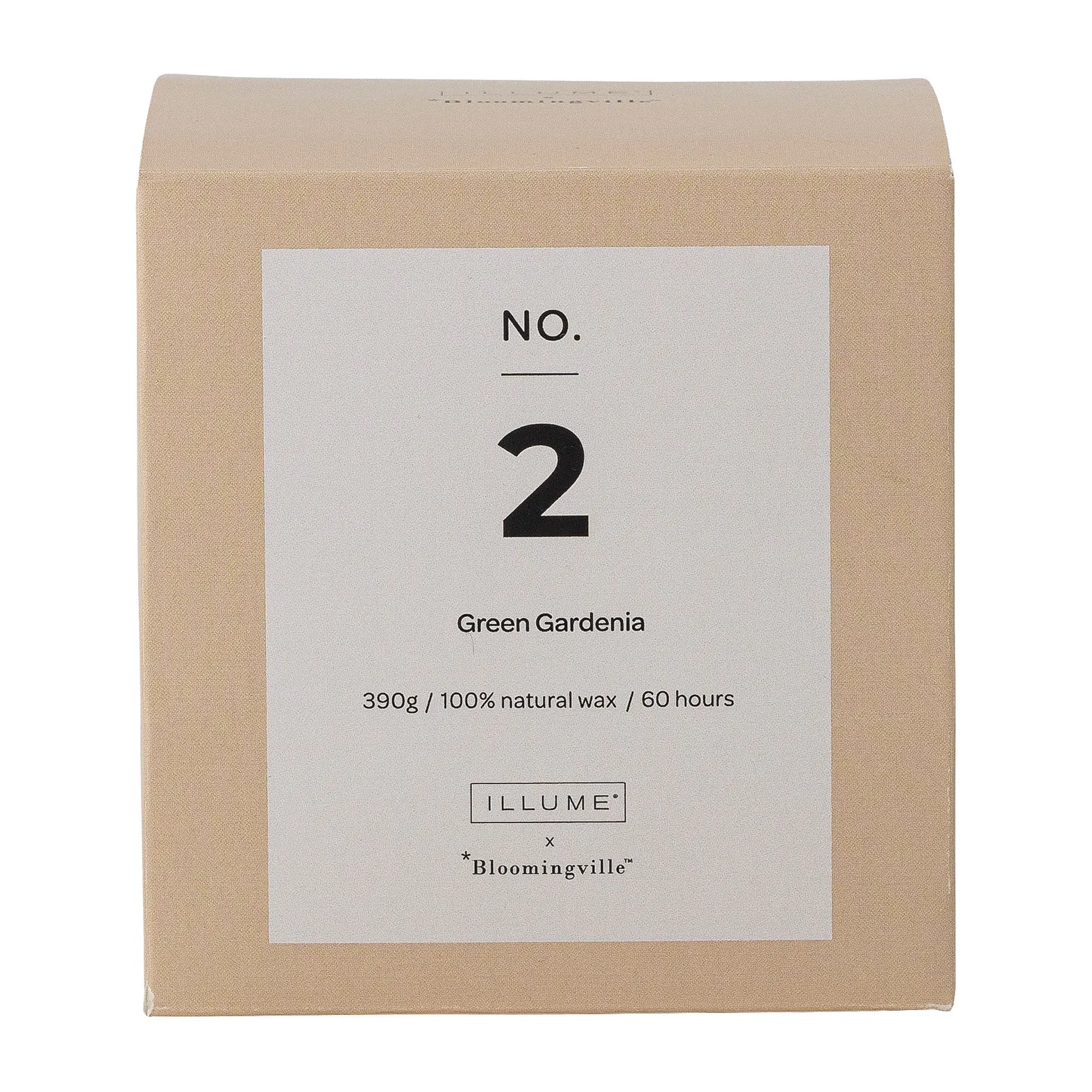NO. 2 Green Gardenia αρωματικό κερί, 390 g + Κουτί δώρου Illume x Bloomingville
