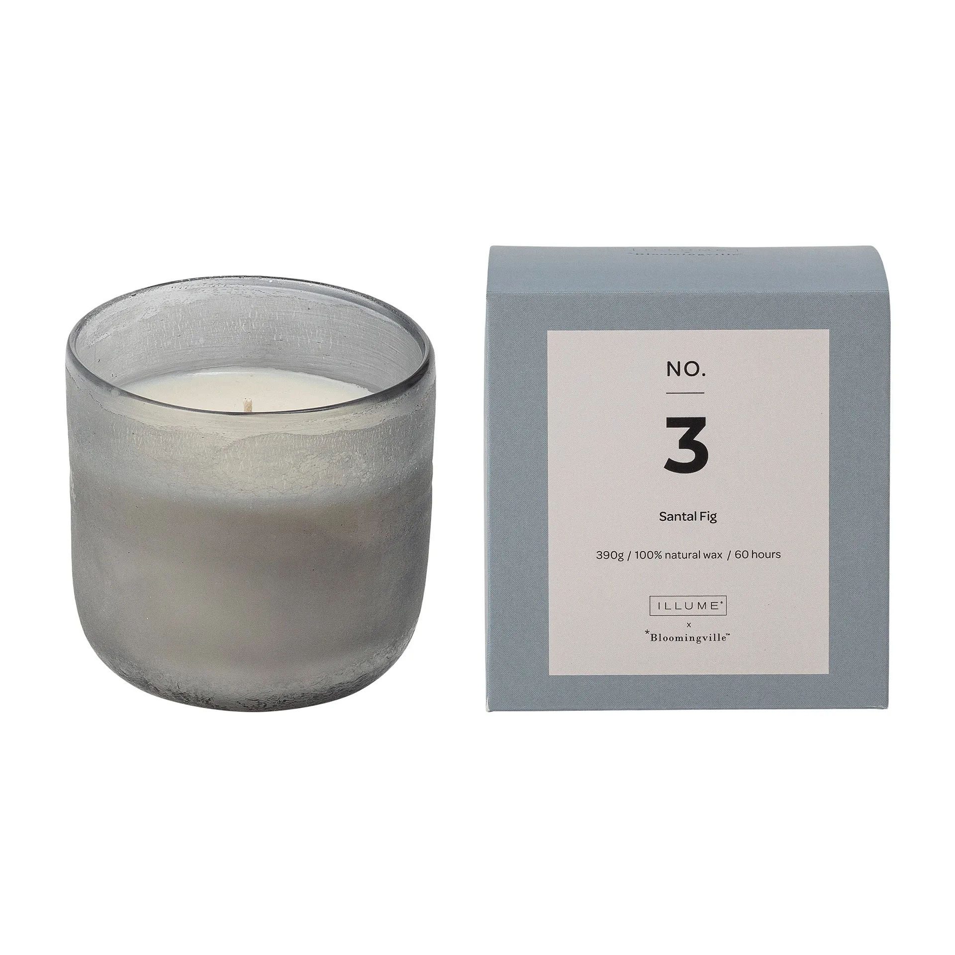 NO. 3 Santal Fig αρωματικό κερί, 390 g + Κουτί δώρου Illume x Bloomingville