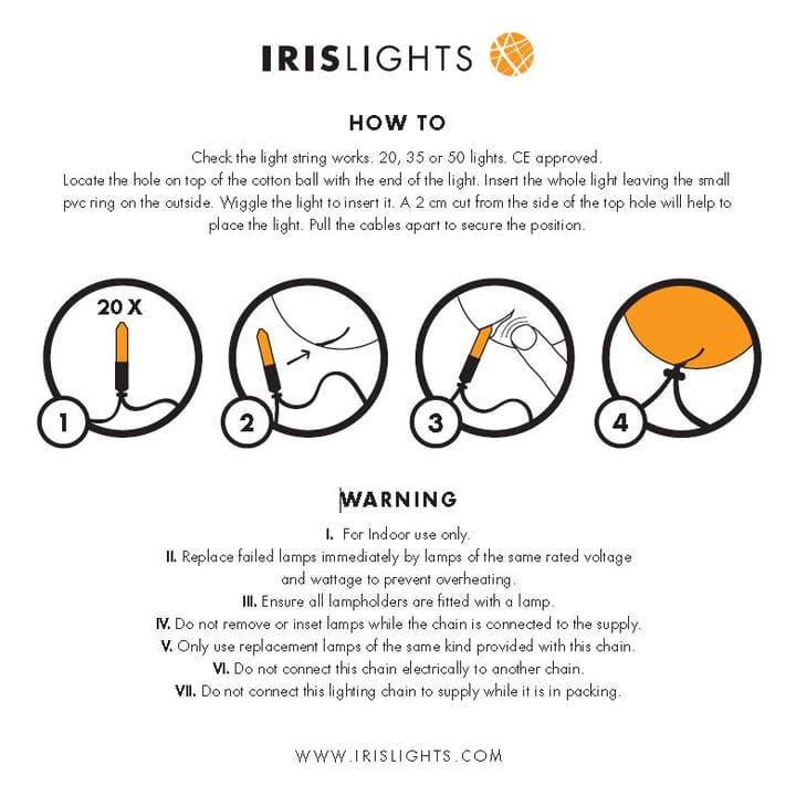 Irislights πρόσθετα φώτα μαύρο - 20 μπάλες - Irislights