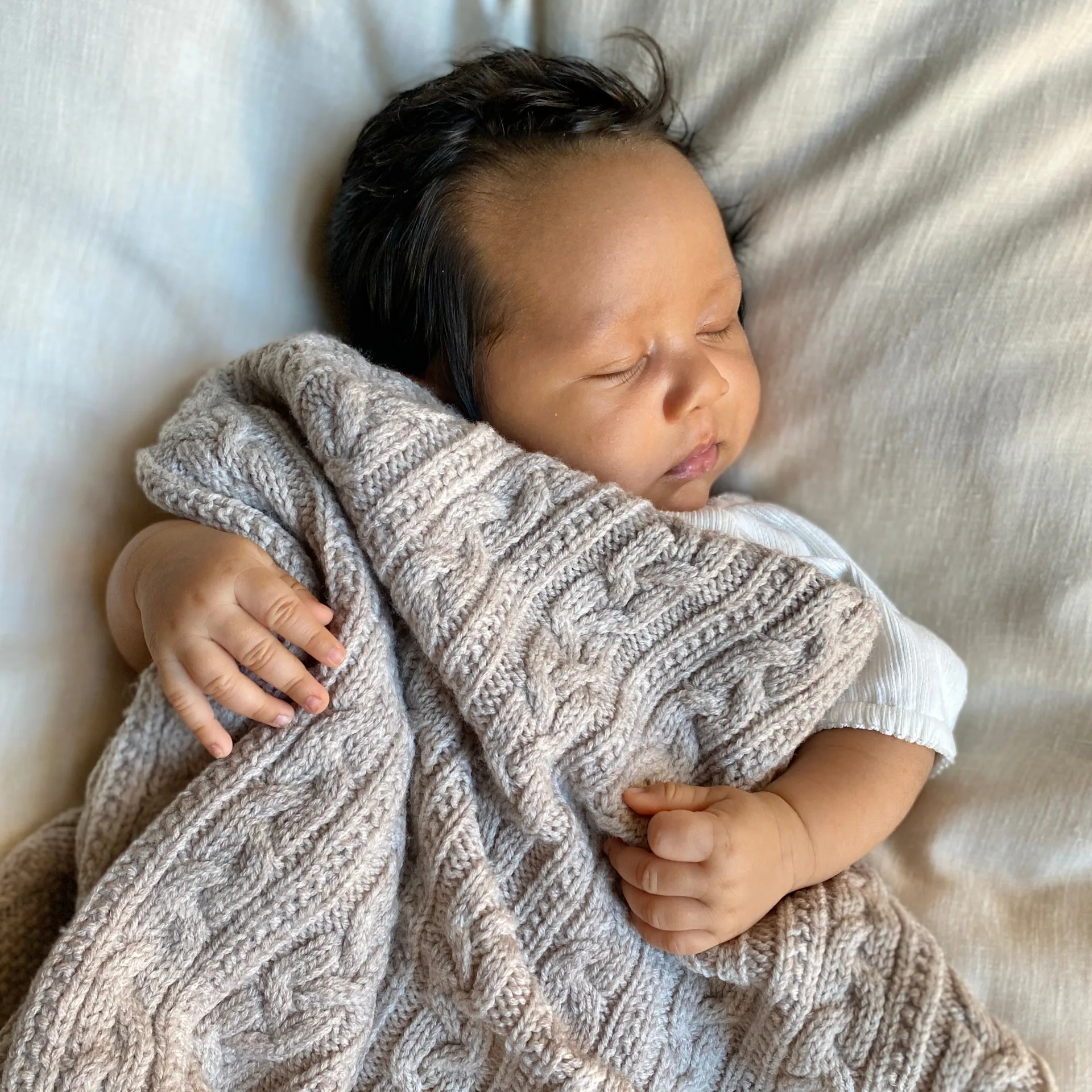 Babyfilt βρεφική κουβέρτα πλεκτό μαλλί merino 80x100 cm, Oatmeal Jack o Juno