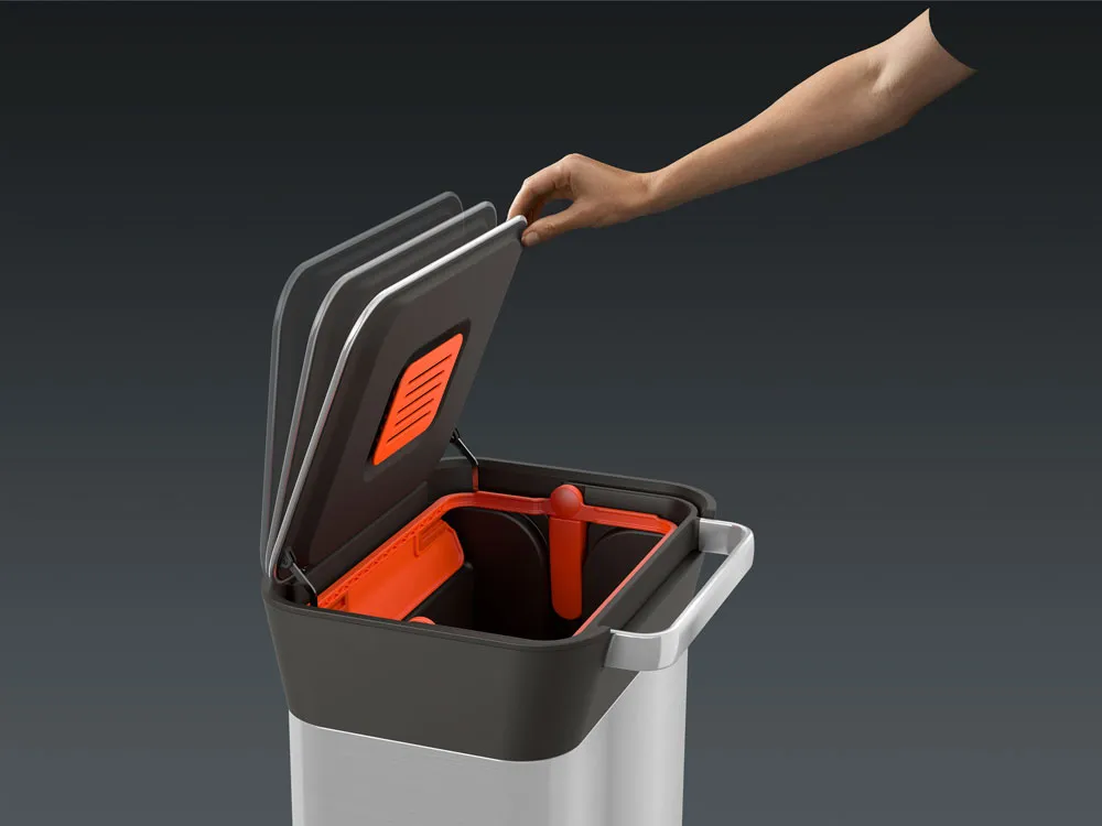 Joseph Joseph Titan κάδος συμπίεσης απορριμμάτων με πεντάλ 30 L, Stainless steel Joseph Joseph
