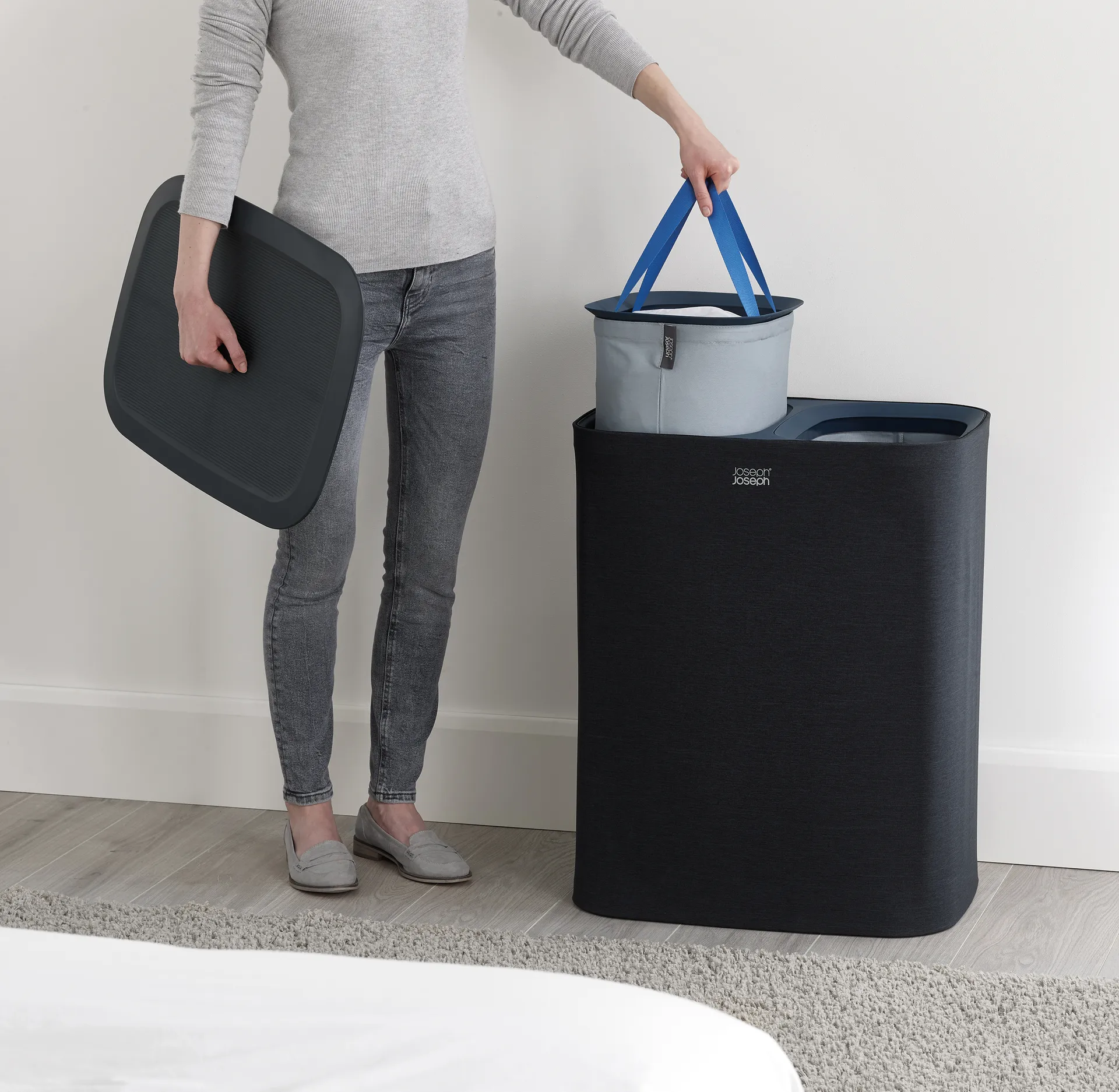 Καλάθι άπλυτων Tota 90 L, Μάυρο Joseph Joseph