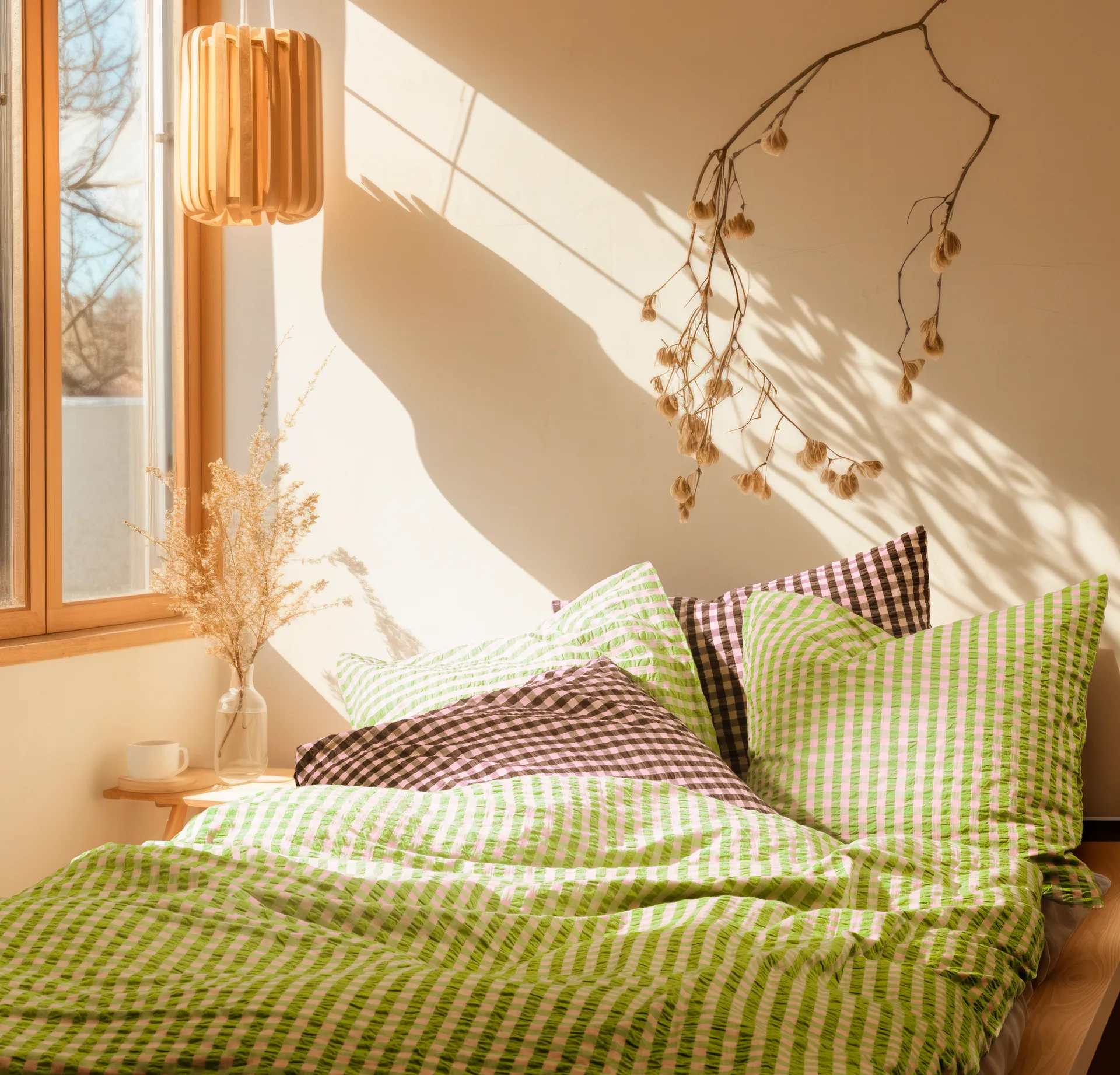 Bæk&Bølge σετ κρεβατιού Bæk&Bølge 140x220 cm, Πράσινο-Φωτεινό ροζ Juna