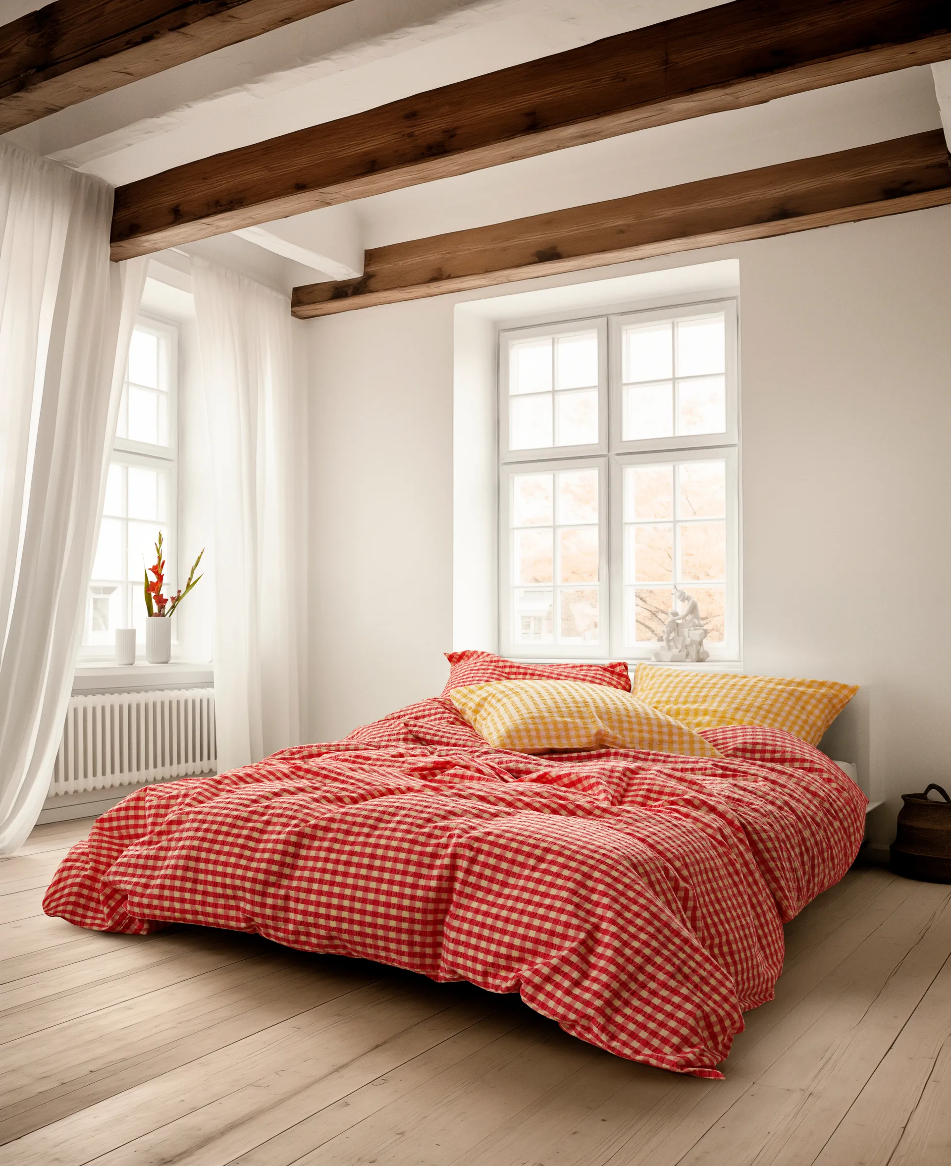Bæk&Bølge σετ κρεβατιού Bæk&Bølge 140x220 cm, Κόκκινο-κίτρινο Juna