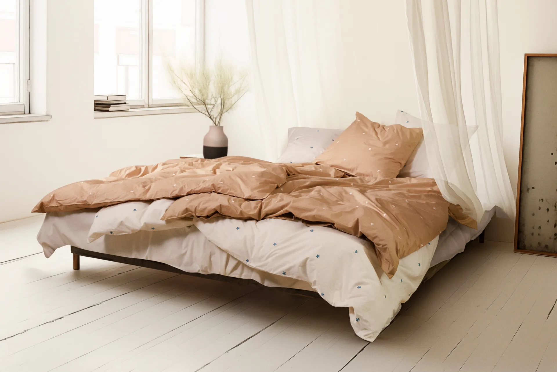 Daisy σετ κρεβατιού 150x210 εκ., Άμμος-άσπρο Juna