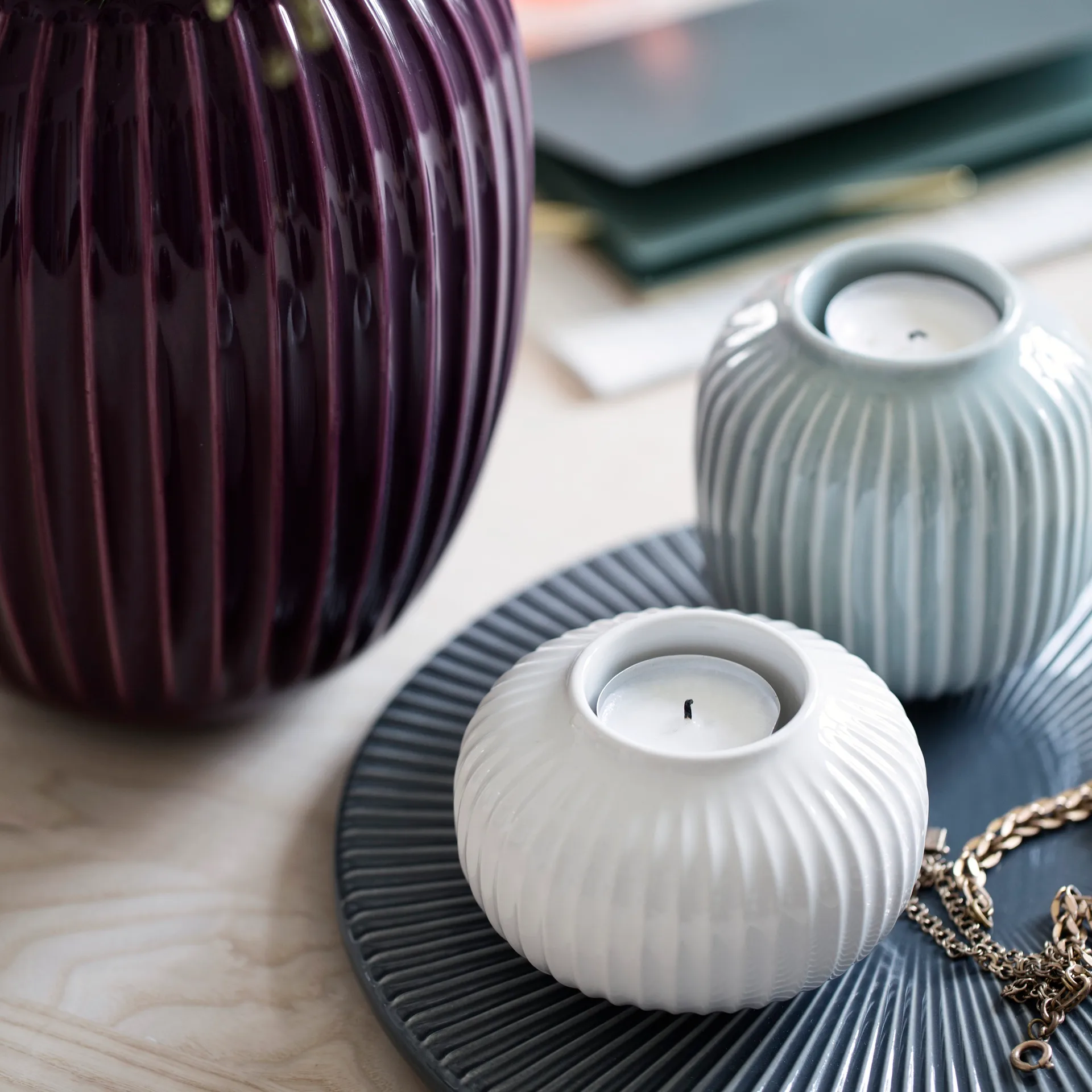 Hammershøi κηροπήγιο μεσαίο, λευκό Kähler