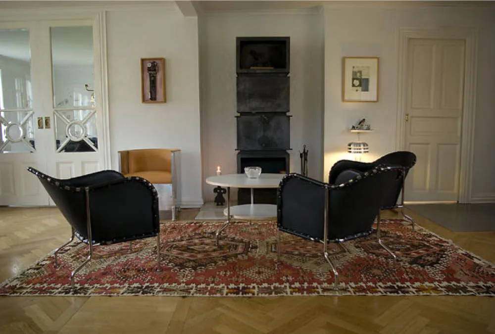 Bruno πολυθρόνα, Φυσικό δέρμα μαύρο-χρώμιο Källemo