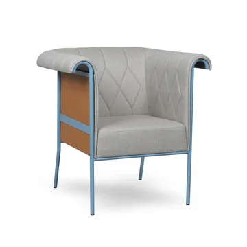 Chester πολυθρόνα - Γκρι-μπλε βάση-καφέ δέρμα - Källemo