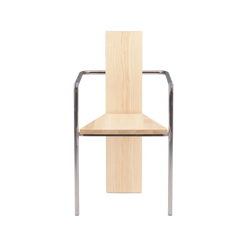 Concrete καρέκλα με μπράτσα, Σημύδα-ακατέργαστη μεταλλική βάση Källemo