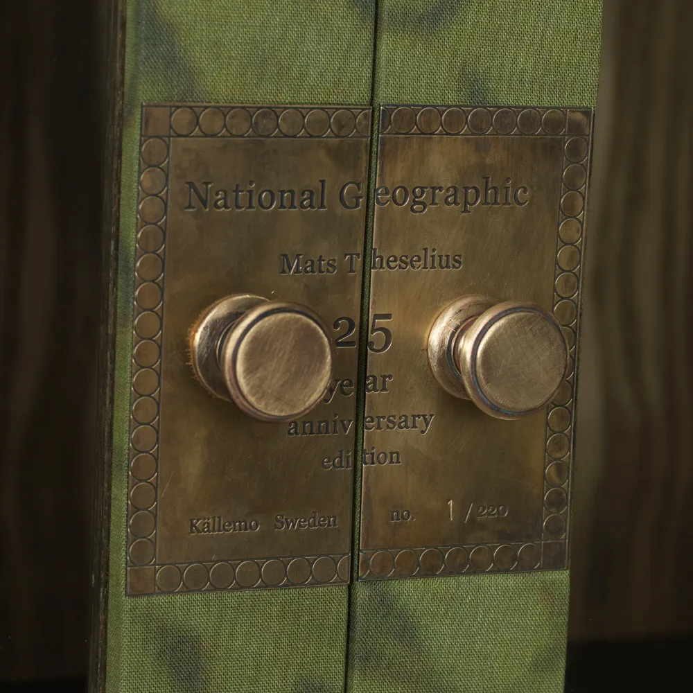 Βιβλιοθήκη National Geographic 25 Χρόνια , Πράσινο/ορείχαλκος-λινό-2 συρτάρια Källemo
