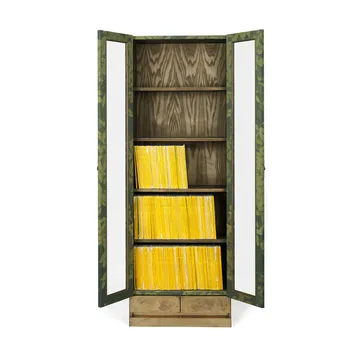 Βιβλιοθήκη National Geographic 25 Χρόνια  - Πράσινο/ορείχαλκος-λινό-2 συρτάρια - Källemo