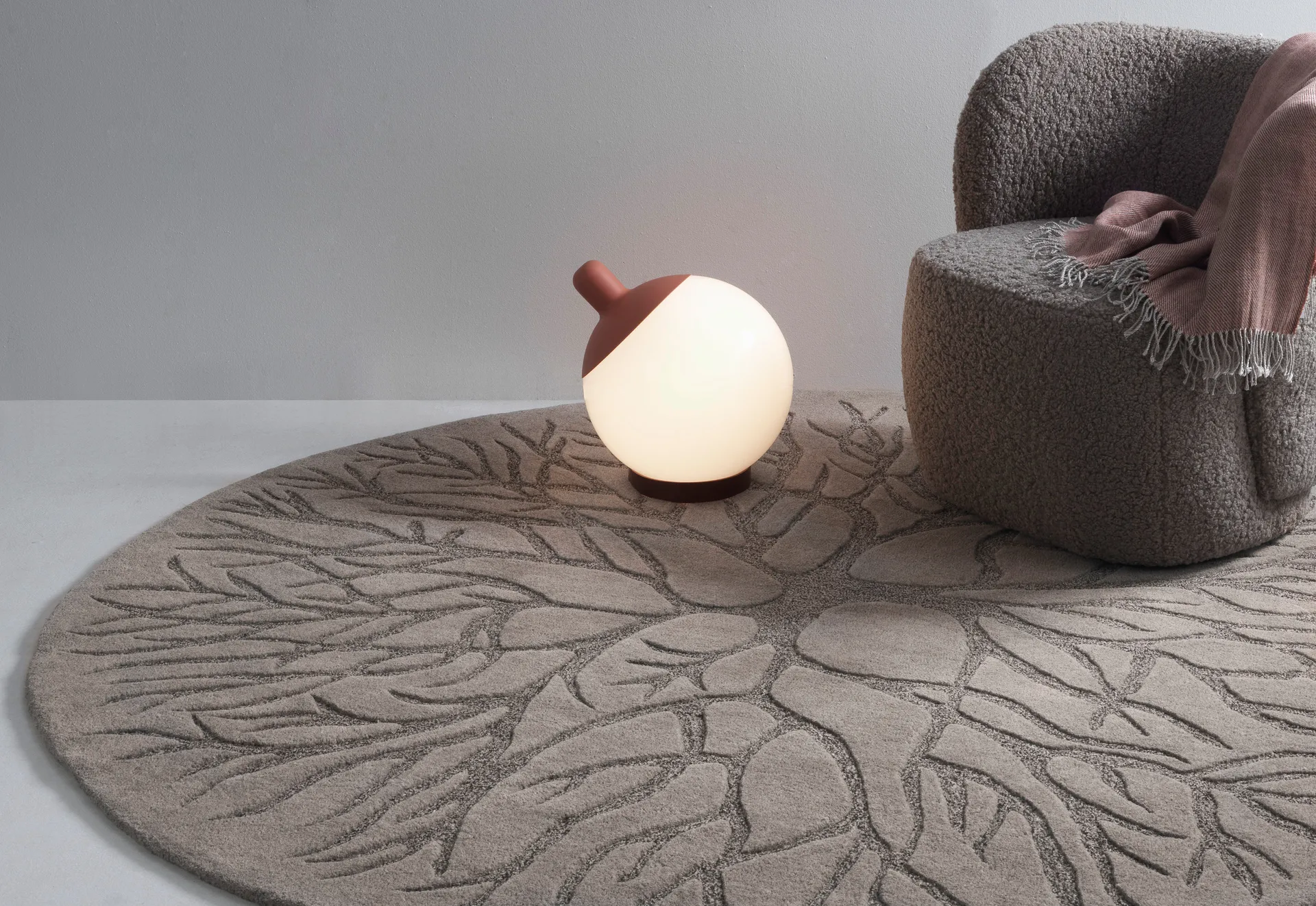 Χειροποίητο χαλί Birds nest με διάμετρο 220 cm., MD Brown Kateha