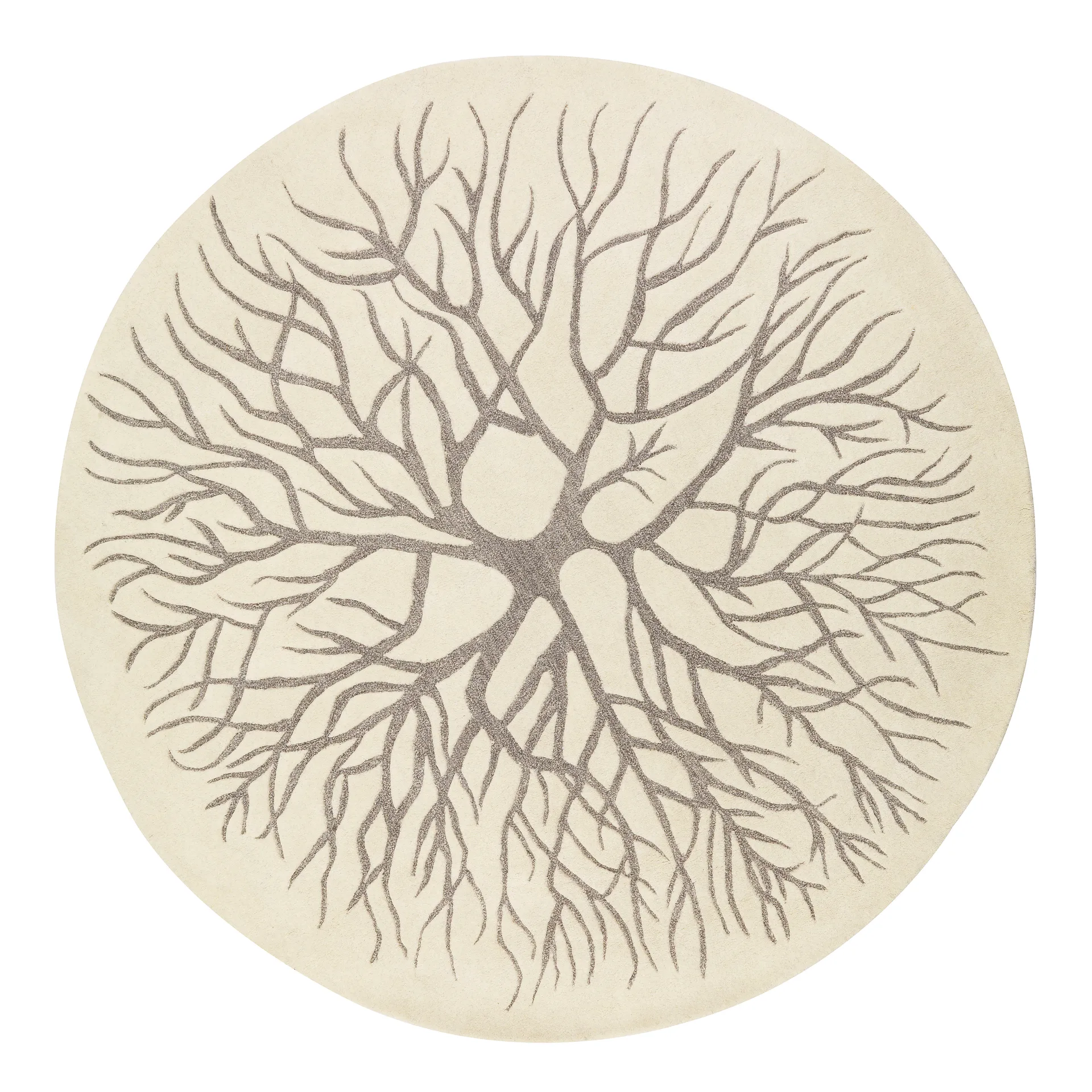 Χειροποίητο χαλί Birds nest με διάμετρο 220 cm., White Kateha