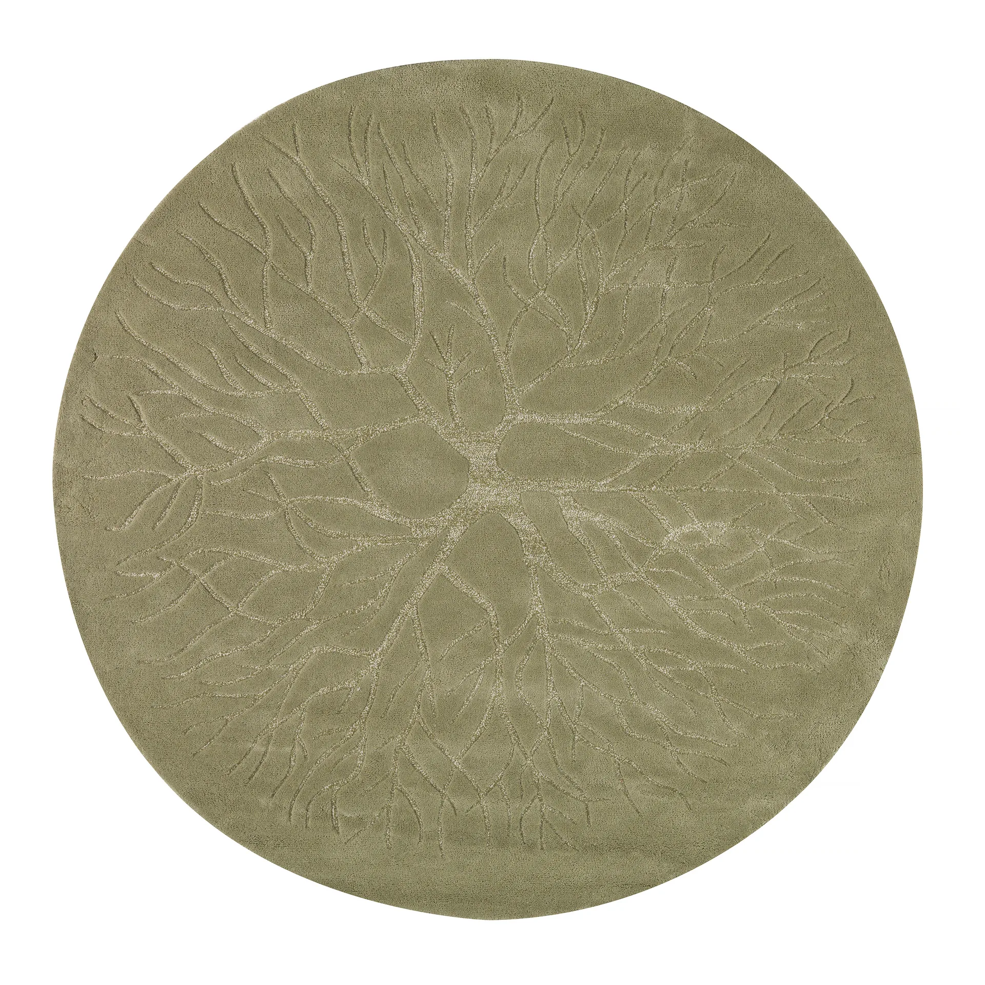 Χειροποίητο χαλί Birds nest με διάμετρο 220 cm., Winter green Kateha