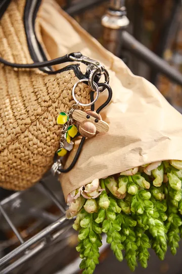 Μπρελόκ κλειδιών Kaj Bojesen μαϊμού - Teak-limba ξύλο, μαύρο δέρμα - Kay Bojesen Denmark