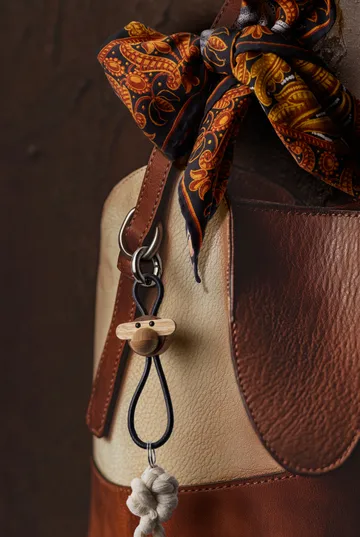 Μπρελόκ κλειδιών Kaj Bojesen μαϊμού - Teak-limba ξύλο, μαύρο δέρμα - Kay Bojesen Denmark