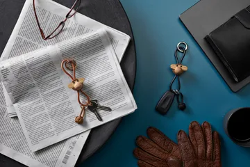 Μπρελόκ κλειδιών Kaj Bojesen μαϊμού - Teak-limba ξύλο, μαύρο δέρμα - Kay Bojesen Denmark