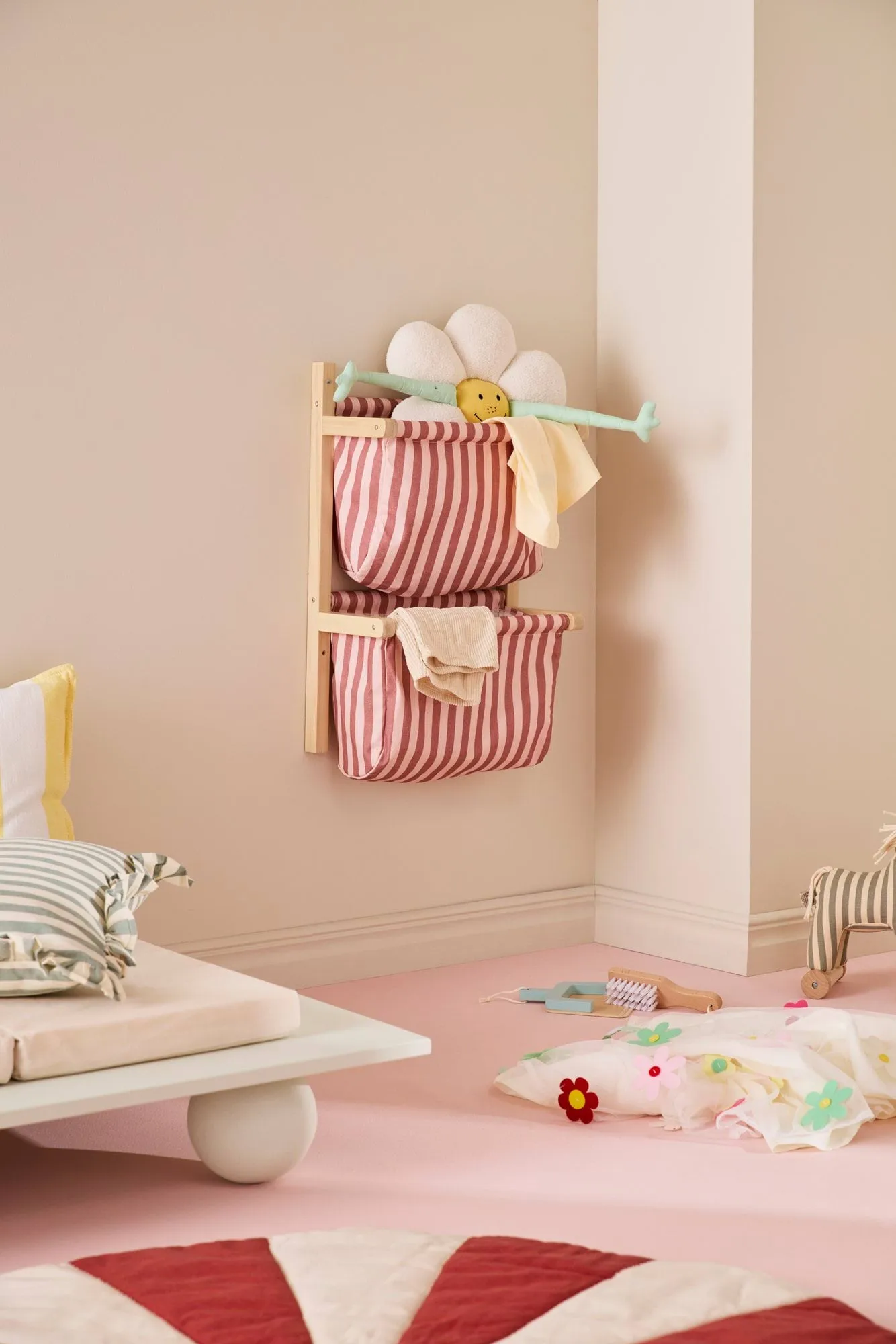 Ραφιέρα για τσάντες ριγέ, Καφέ ροζ, 40x19x60 εκ. Kid's Concept