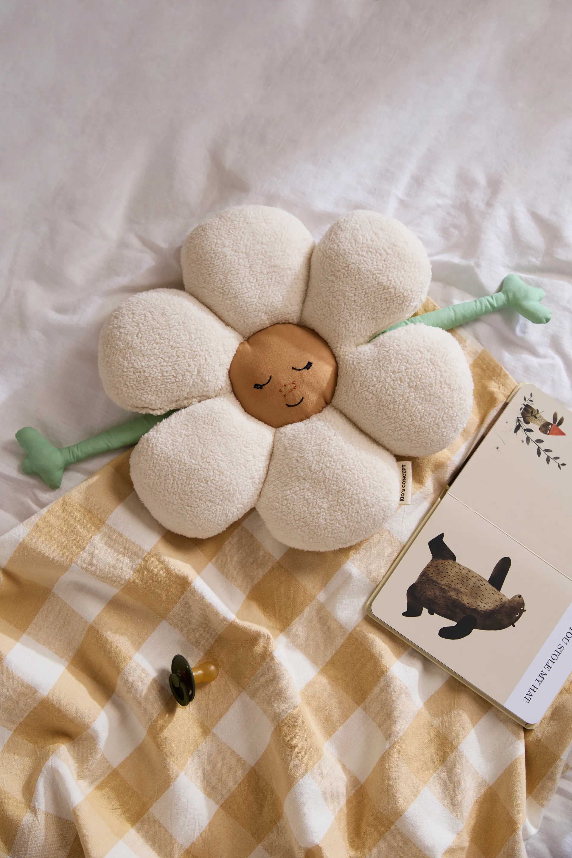 Μαξιλάρι Blomma, Λευκό-πράσινο-κίτρινο Kid's Concept