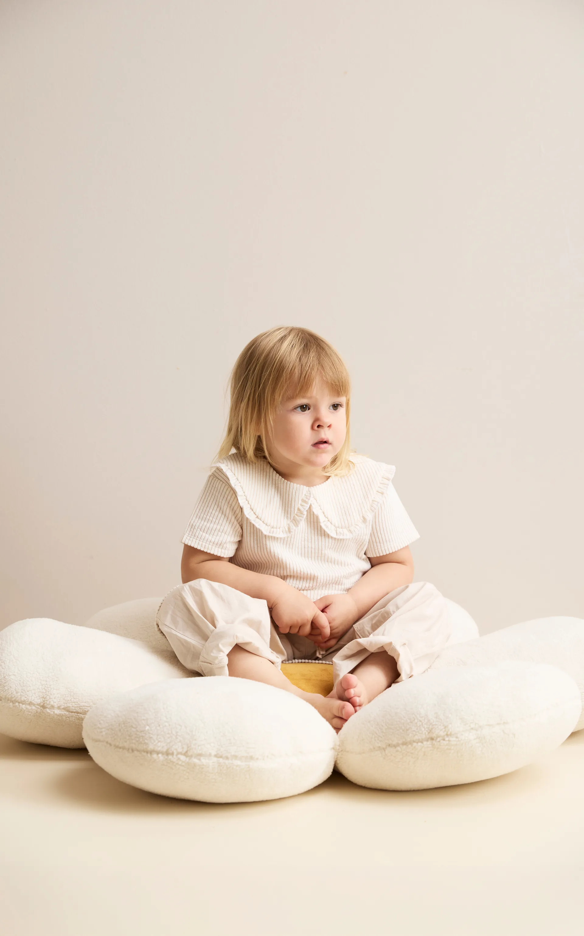 Μαξιλάρι δαπέδου Blomma, Φυσικό λευκό, Ø100x15 εκ. Kid's Concept