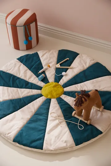 Cirkus παιδικό χαλί  - Γαλαζοπράσινο, Ø112x2 εκ. - Kid's Concept