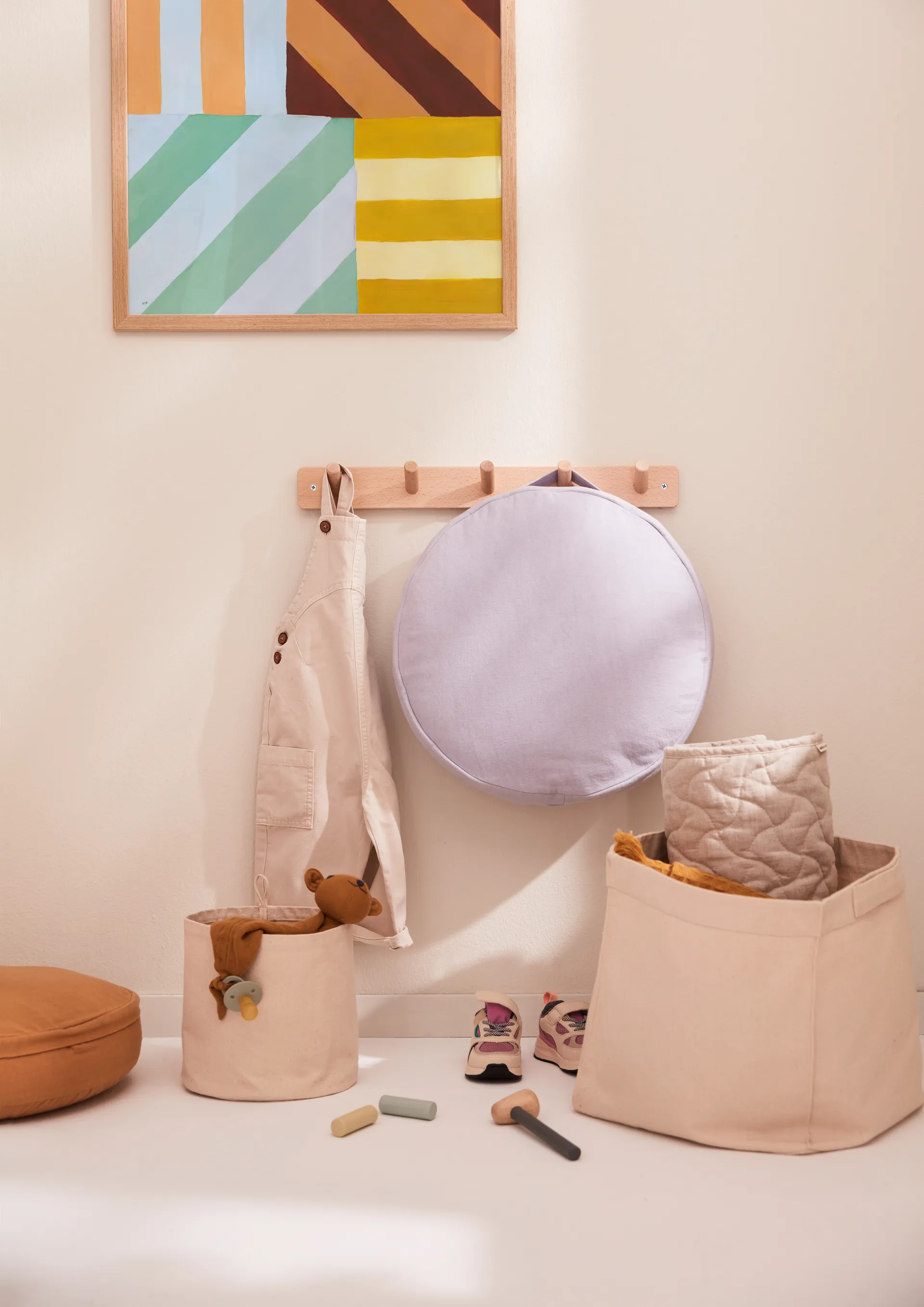 Κυλινδρικό αποθηκευτικό κουτί, Kid's Base, συσκευασία 2 τεμαχίων, Φυσικό λευκό Kid's Concept