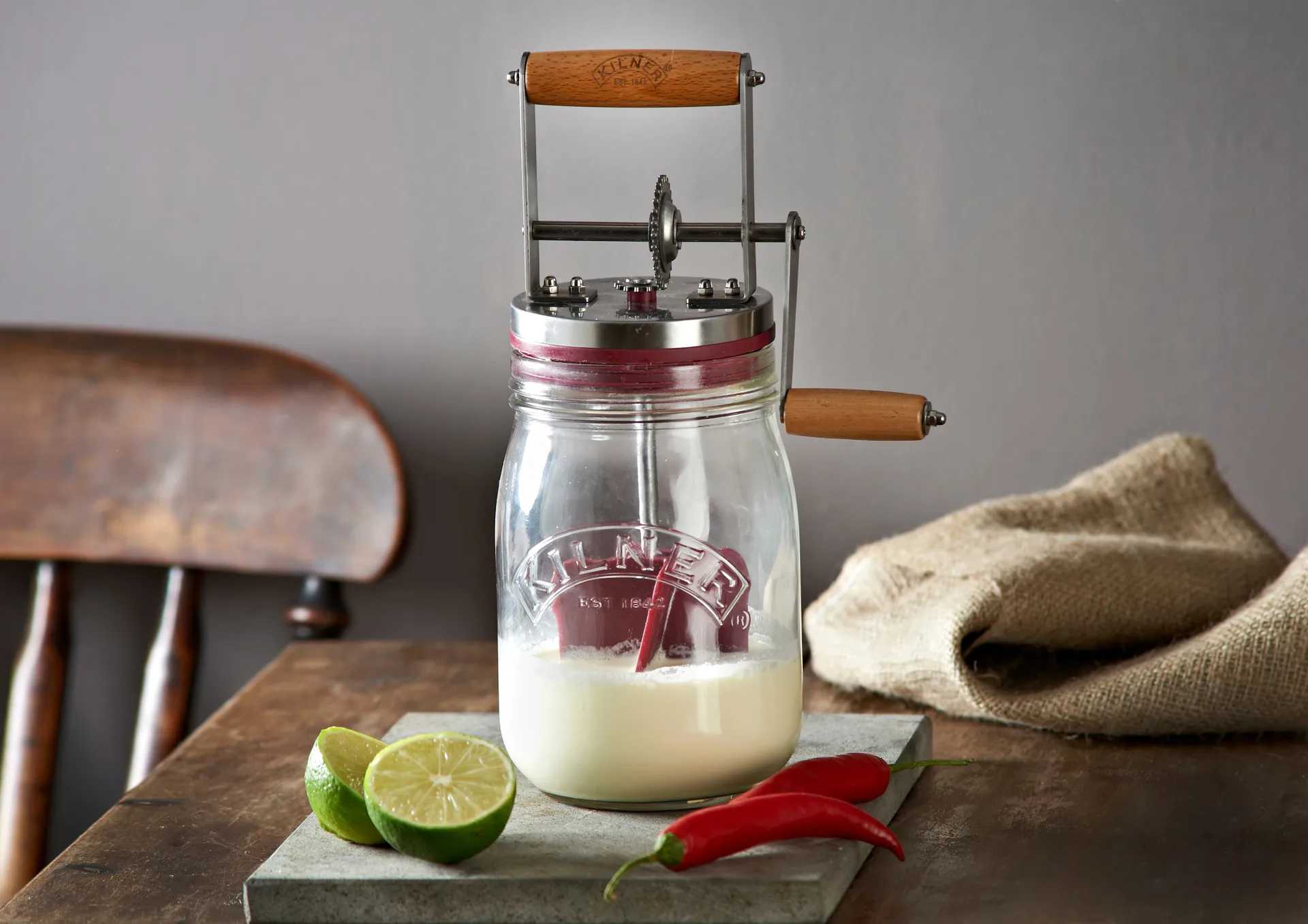 Kilner μηχανή για φτιάξιμο βουτύρου, Διαφανές-κόκκινο, 1 L Kilner